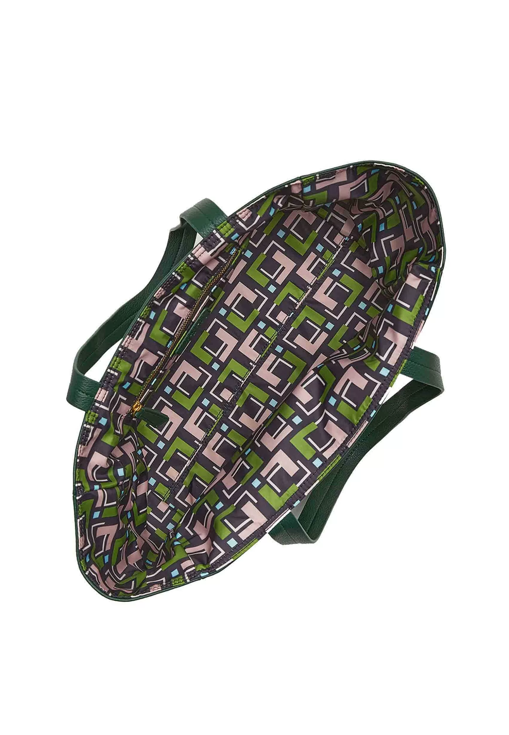 Borsa Donna Shopping Double Face In Ecopelle Verde Con Doppi Manici*Maliparmi Discount