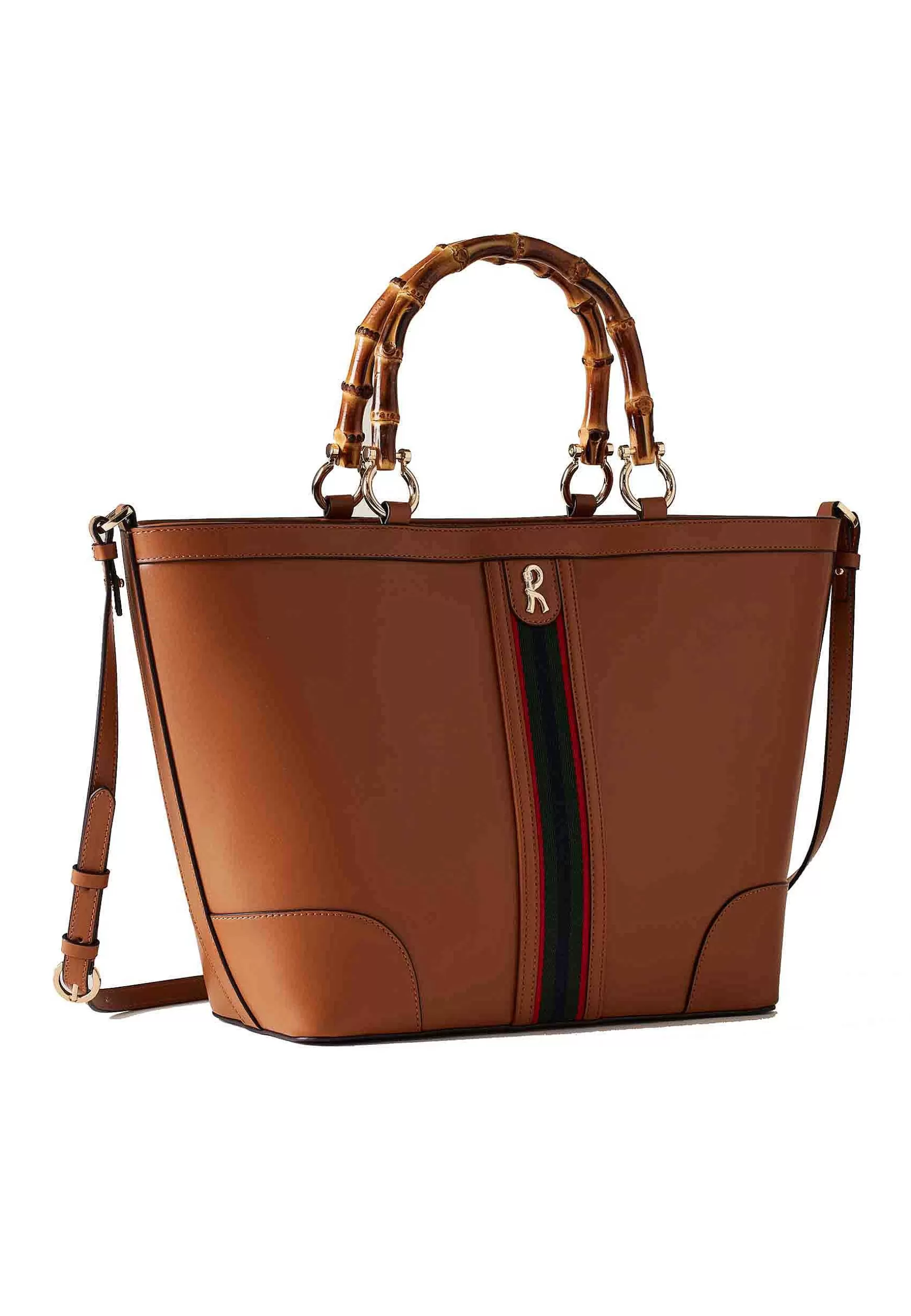 Borsa Donna Shopping In Eco Pelle Cuoio Con Manici In Bamboo E Tracolla*Roberta di Camerino Online