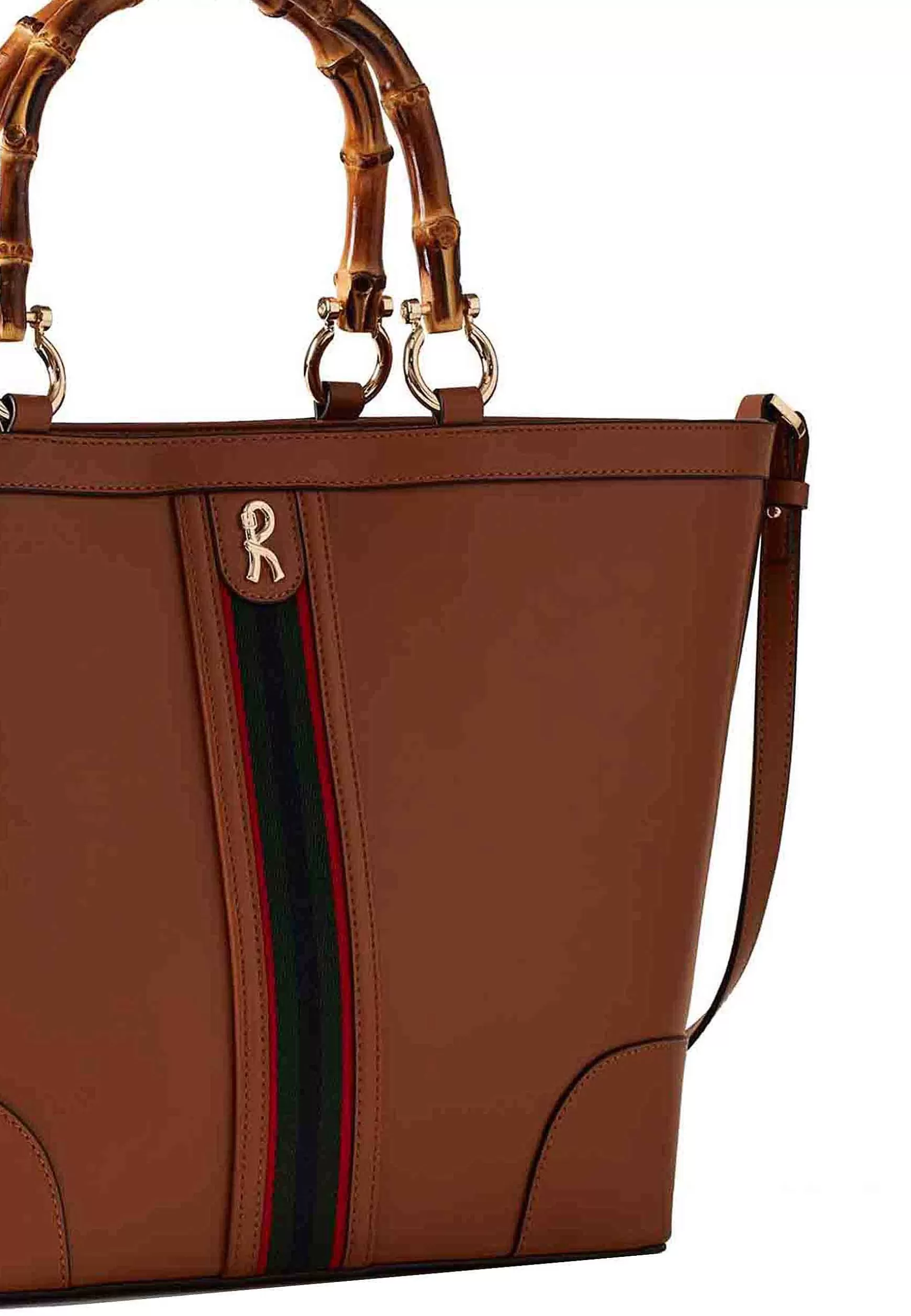 Borsa Donna Shopping In Eco Pelle Cuoio Con Manici In Bamboo E Tracolla*Roberta di Camerino Online