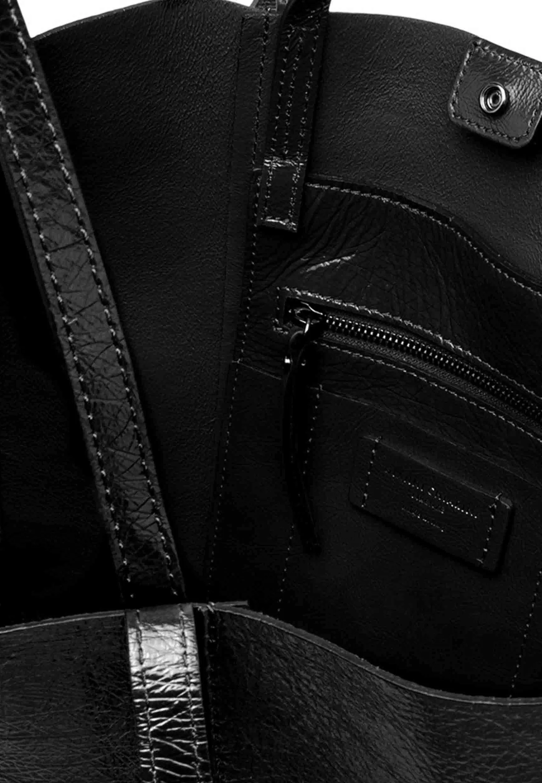 Borsa Donna Super Light In Pelle Nera Lucida Con Doppi Manici*Gianni Chiarini Shop