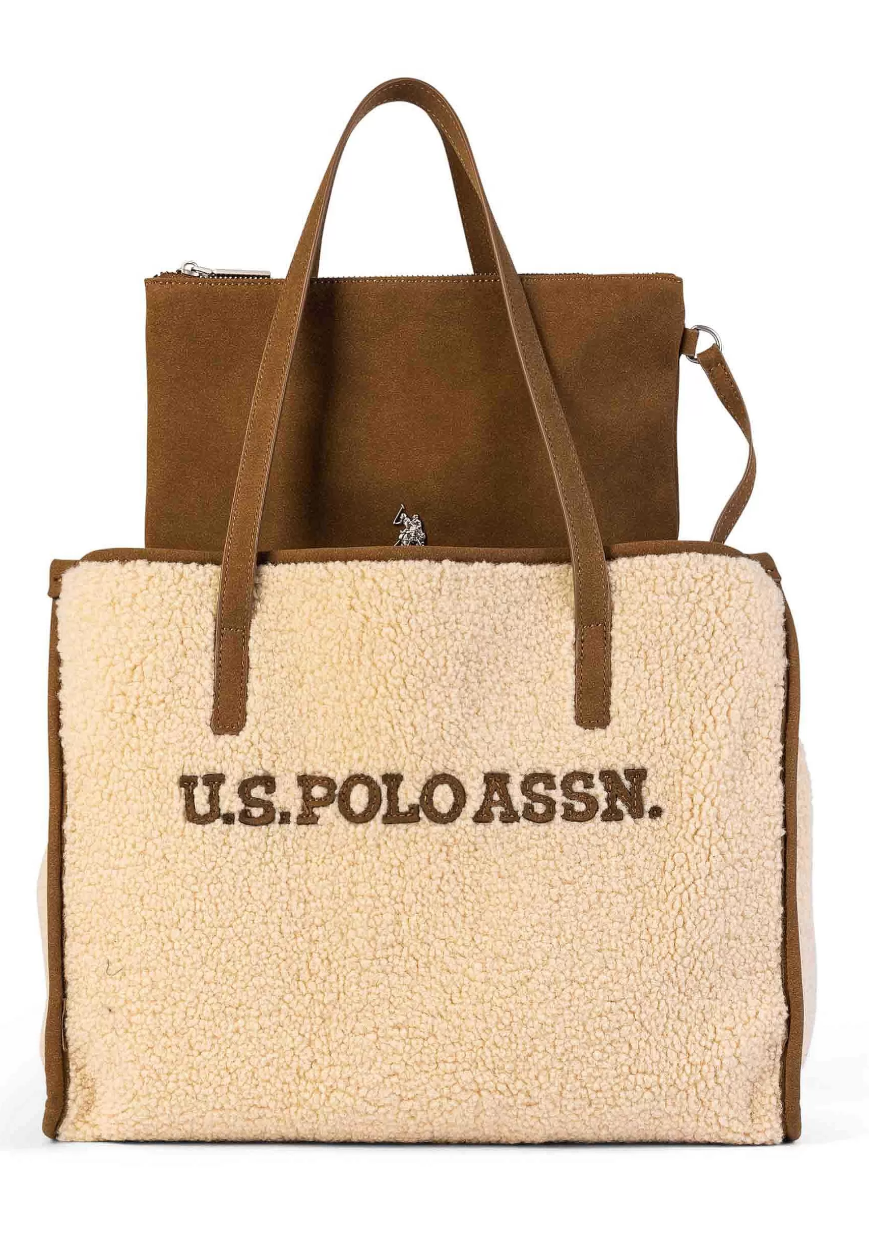 Borsa Donna Tote A Spalla In Teddy Beige Sussex Shopping*U.S. Polo Assn Discount