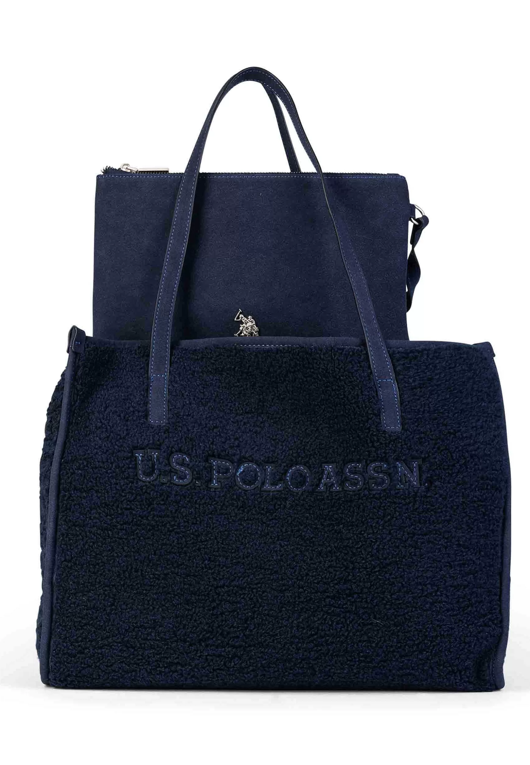 Borsa Donna Tote A Spalla In Teddy Blu Sussex Shopping*U.S. Polo Assn Outlet