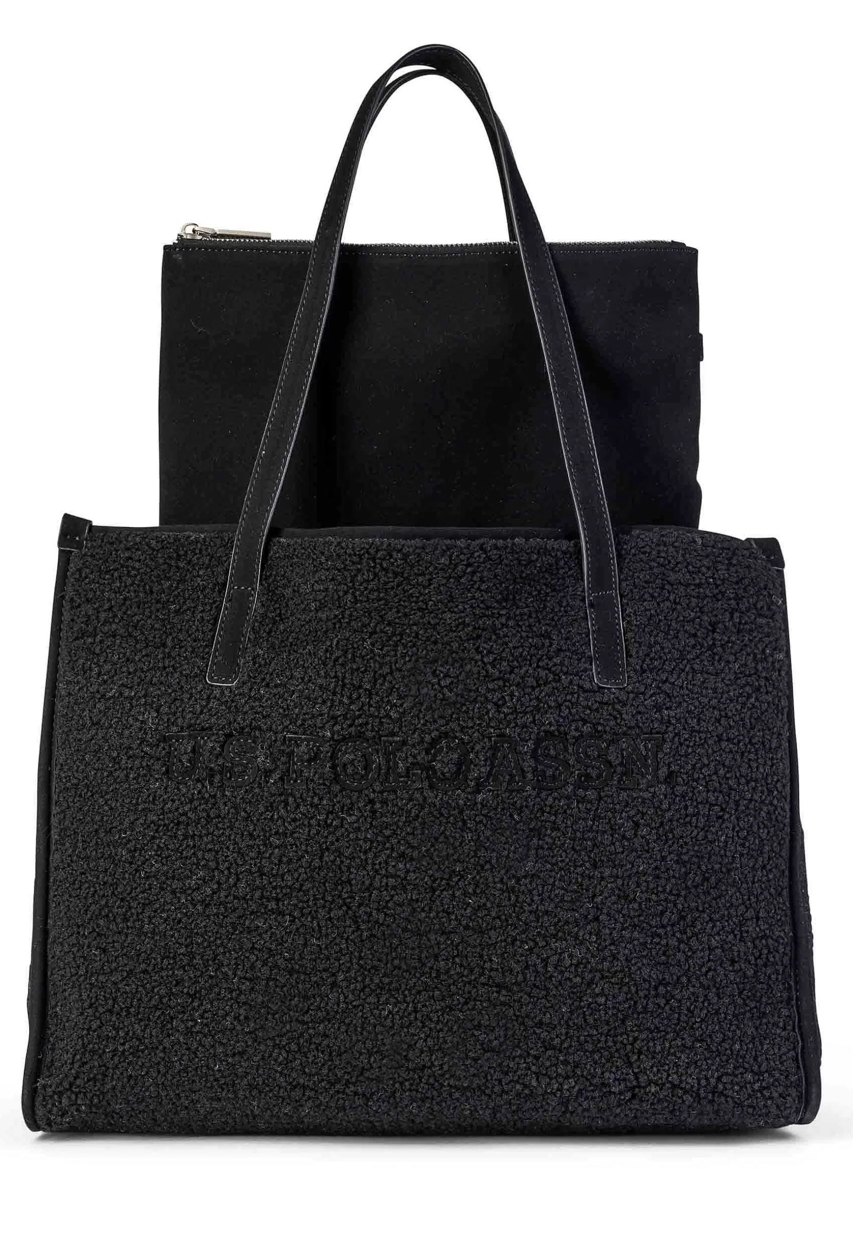Borsa Donna Tote A Spalla In Teddy Nero Sussex Shopping*U.S. Polo Assn Outlet