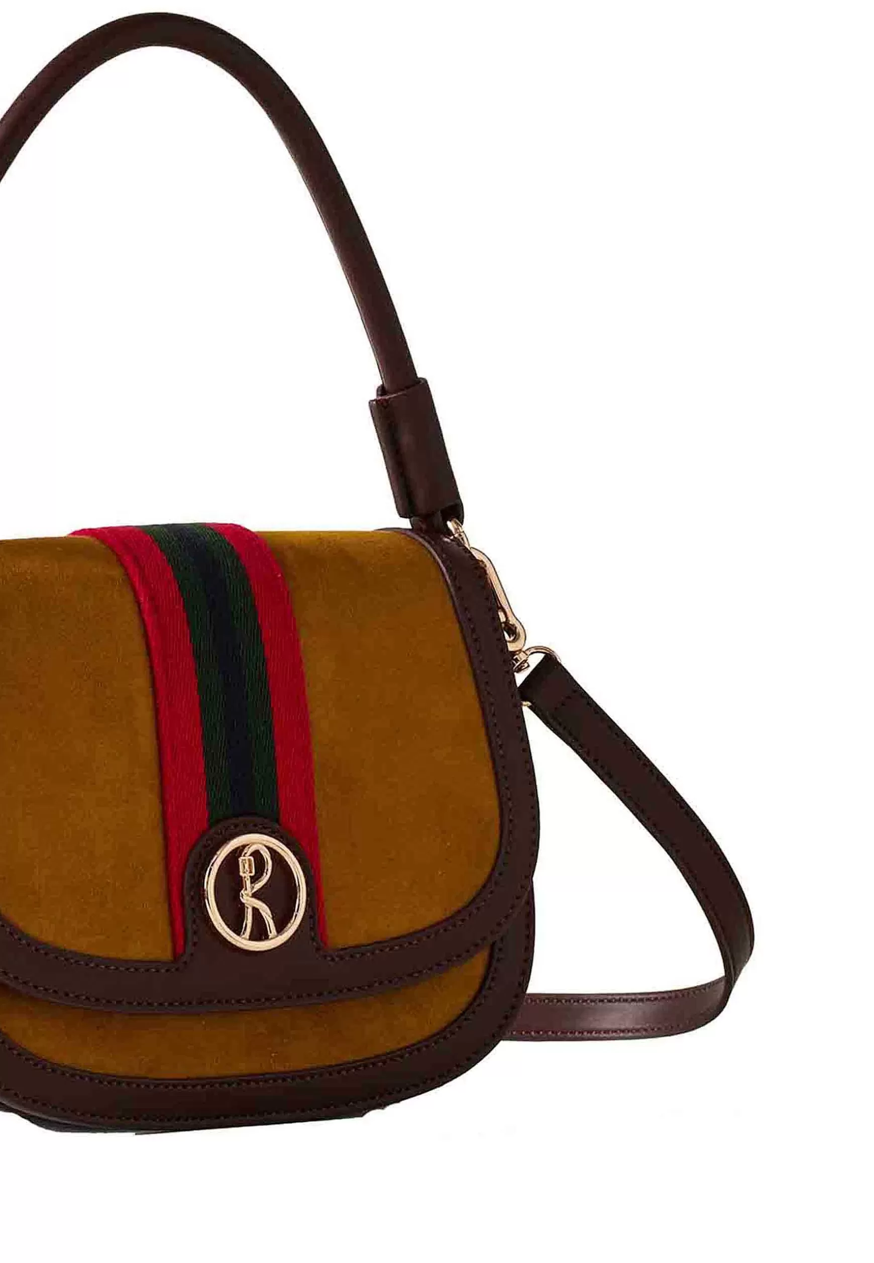 Borsa Pochette Da Donna In Eco Pelle Marrone Con Velluto Senape*Roberta di Camerino Discount