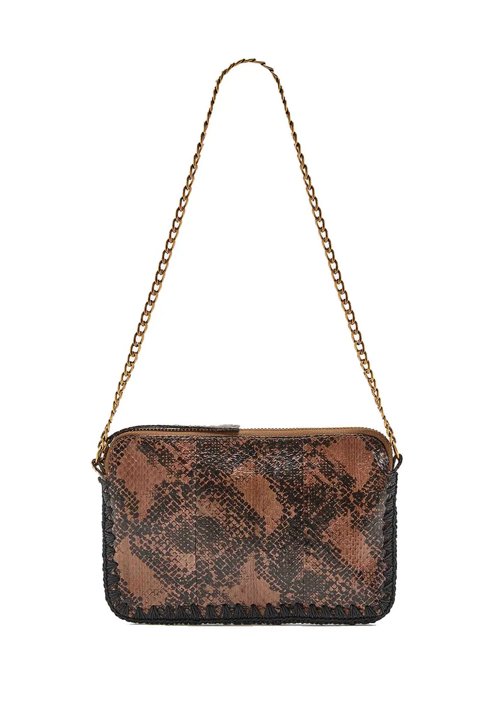 Borsa Pochette Donna Exotic In Wips Cammello Con Tracolla A Catena*Maliparmi Online