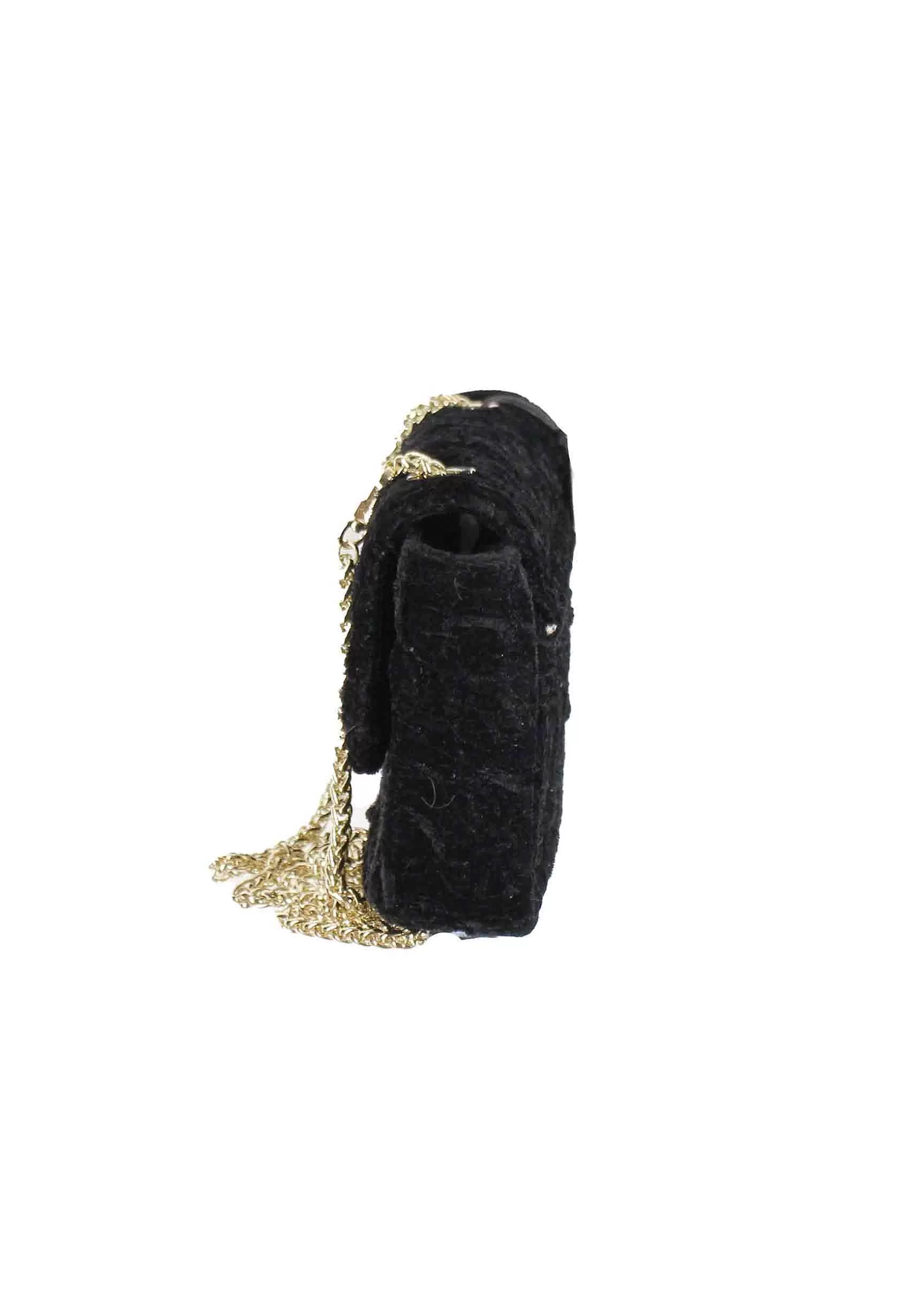Borsa Pochette Donna In Velluto Nero Con Catena Oro*Kassiopea Best