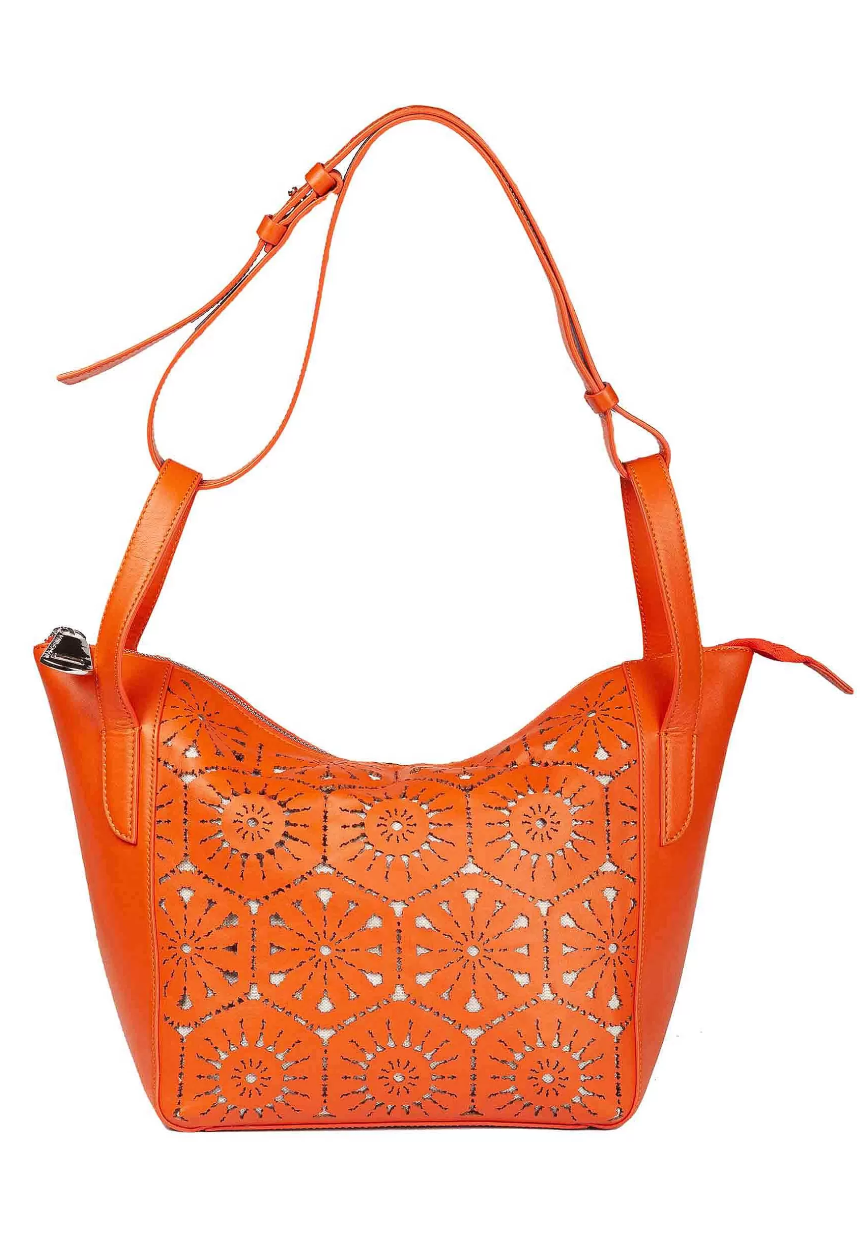 Borsa Shopping A Tracolla Donna In Pelle Laserata Arancione Con Tracolla*Roberta Gandolfi Outlet