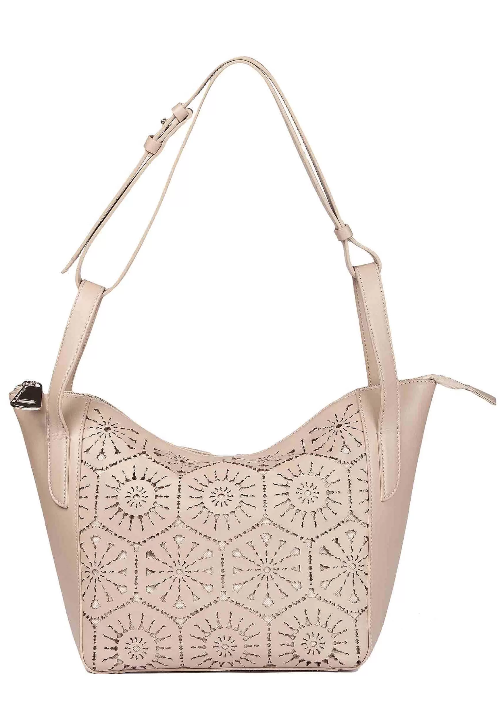 Borsa Shopping A Tracolla Donna In Pelle Laserata Beige Con Tracolla*Roberta Gandolfi Flash Sale