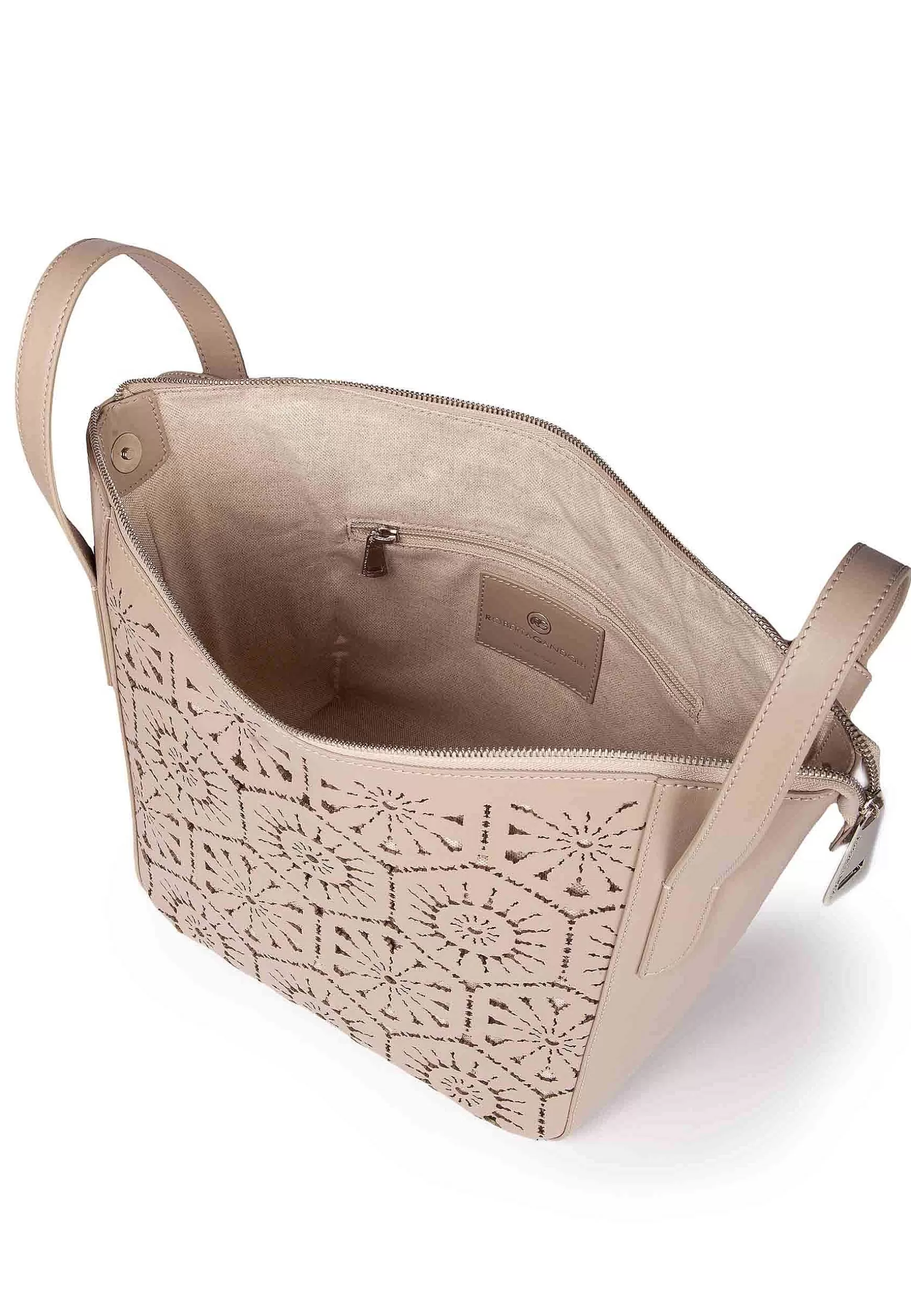 Borsa Shopping A Tracolla Donna In Pelle Laserata Beige Con Tracolla*Roberta Gandolfi Flash Sale