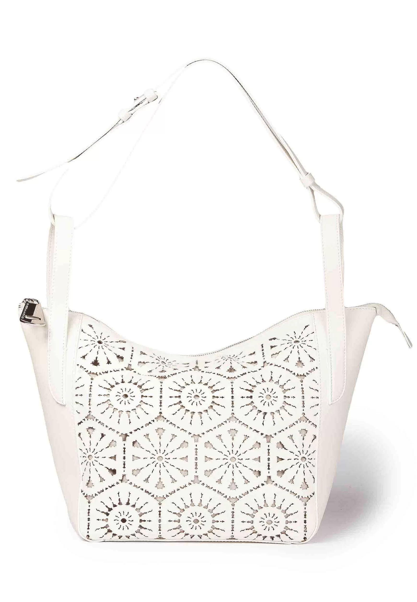 Borsa Shopping A Tracolla Donna In Pelle Laserata Panna Con Tracolla*Roberta Gandolfi Shop