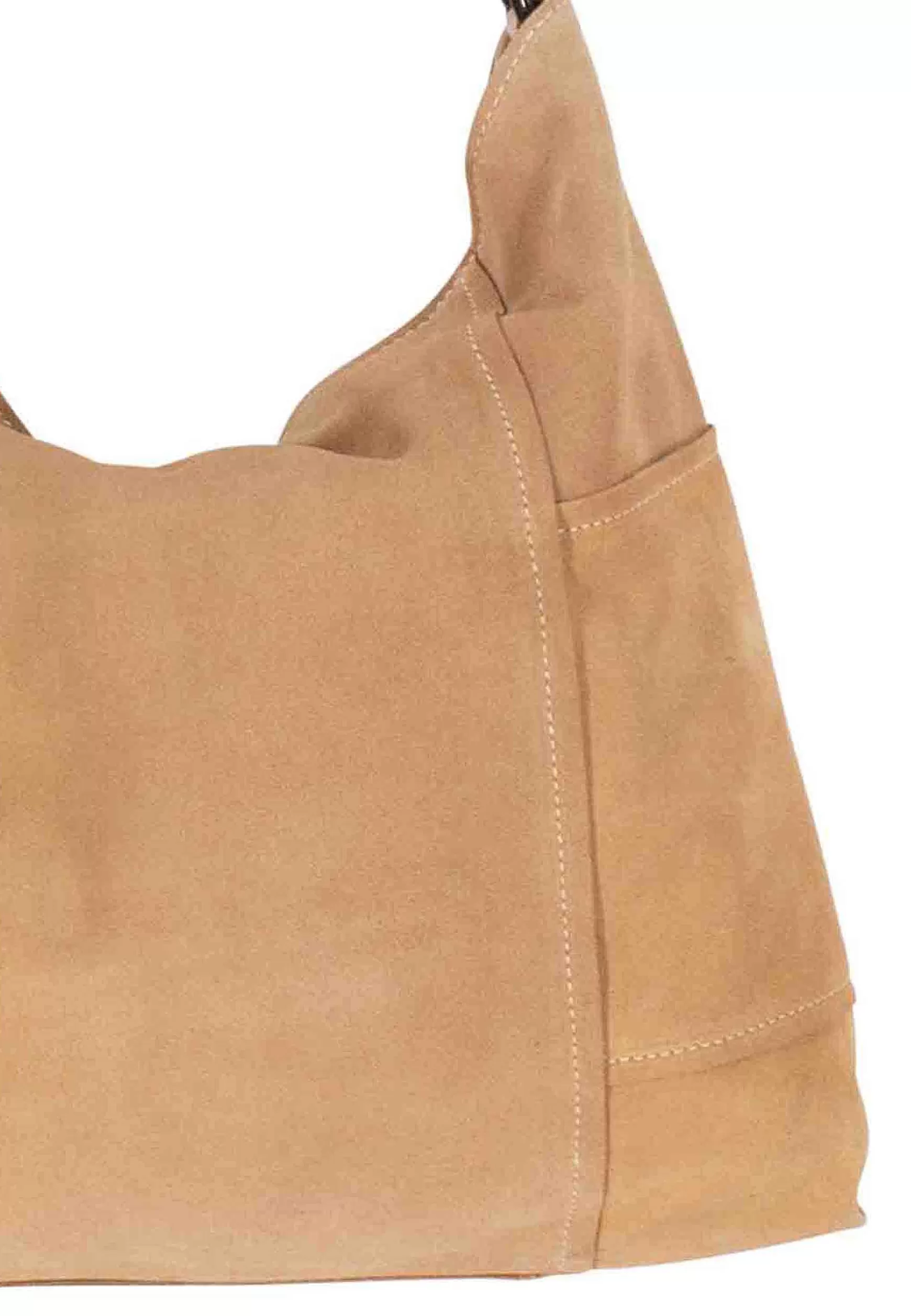 Borsa Shopping Donna A Spalla In Camoscio Nude Antico Con Manico In Pelle Intrecciata*Reptile New