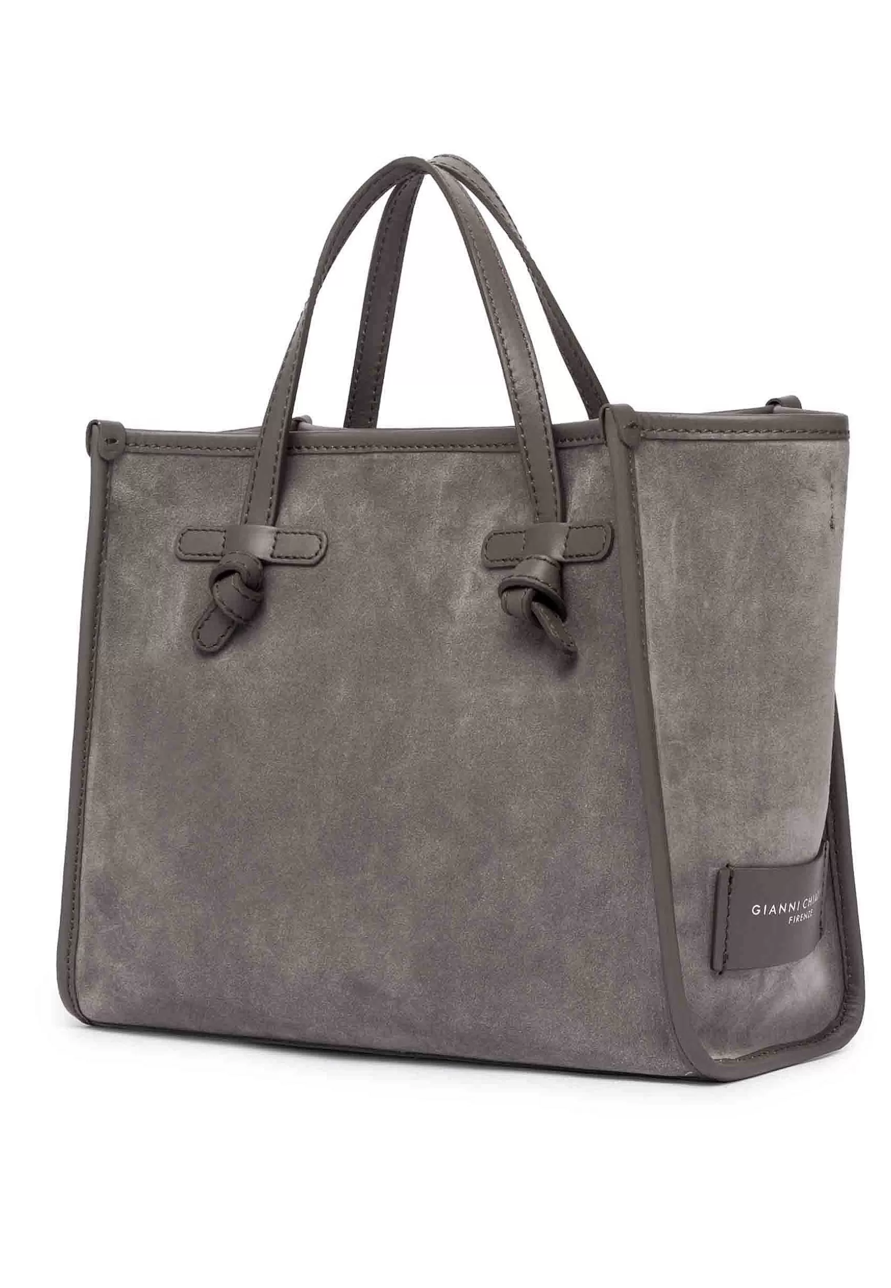 Borsa Shopping Donna In Camoscio Grigio Con Doppi Manici In Pelle*Marcella Club Sale