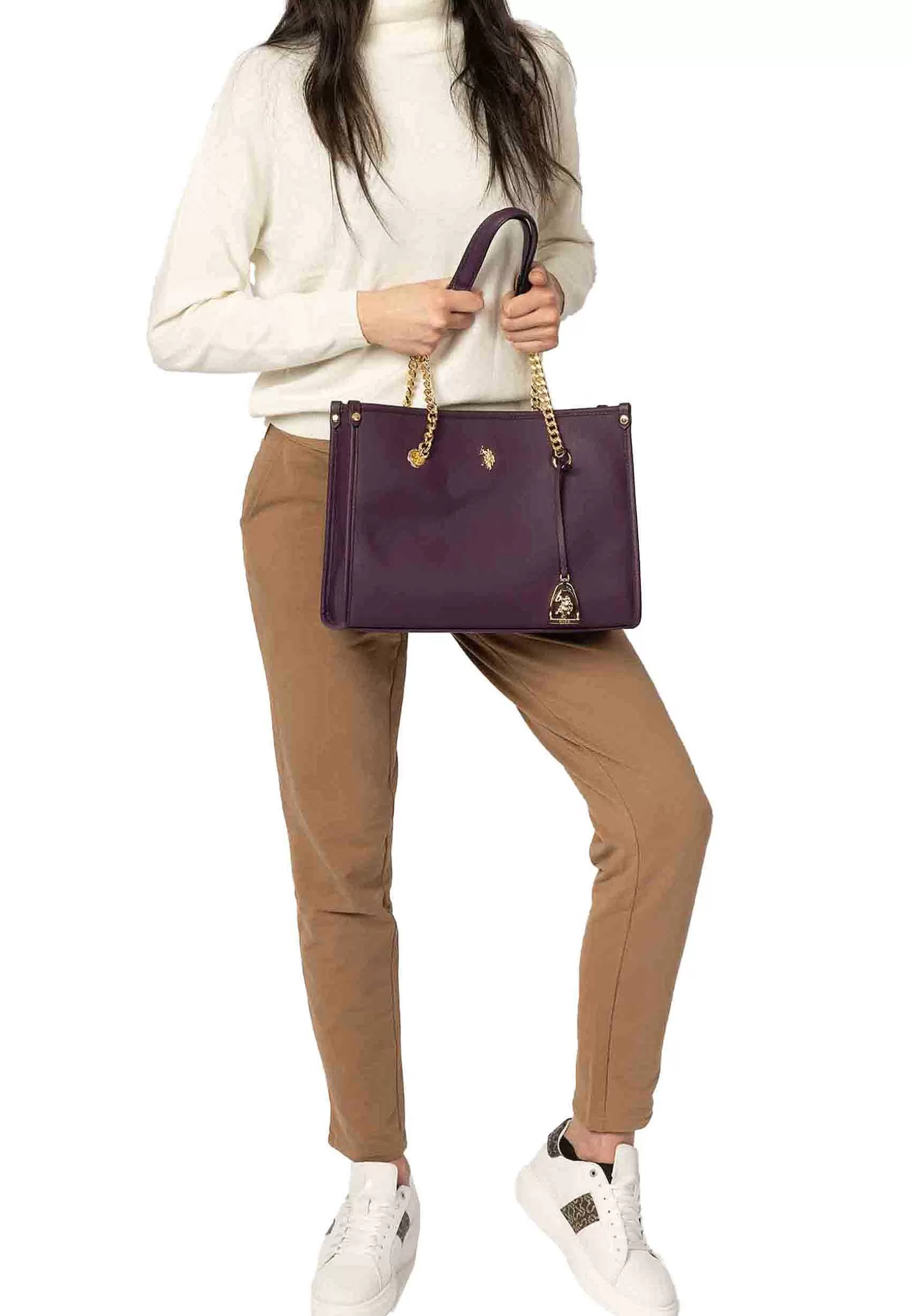 Borsa Shopping Donna In Eco Pelle Nera Con Manici A Catena Jones Shopping*U.S. Polo Assn Online