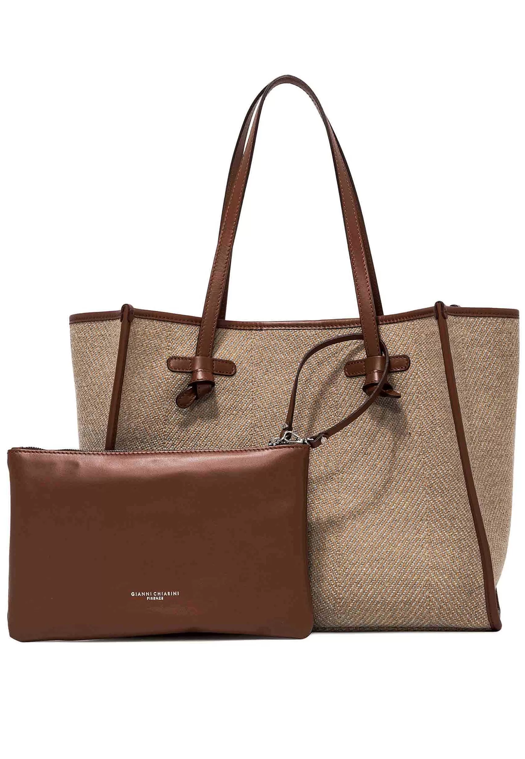 Borsa Shopping Donna In Spigato Cammello Con Doppi Manici In Pelle*Marcella Club Online