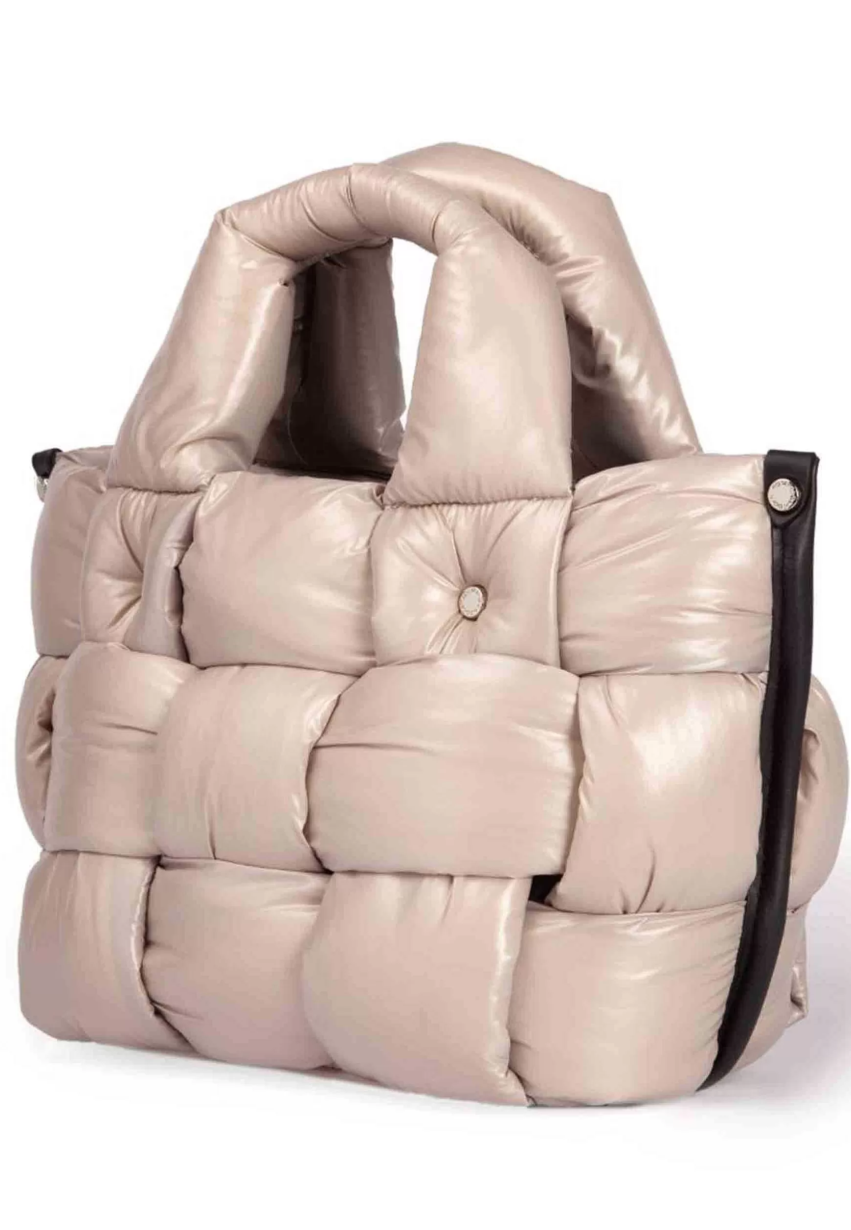 Borsa Shopping Donna In Tessuto Beige Intrecciato Imbottito E Soffice Con Tracolla In Tessuto*Roberta Gandolfi Online