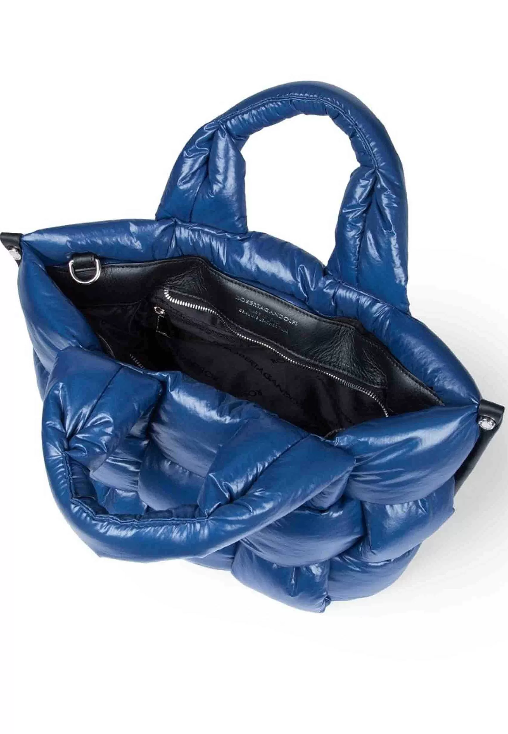 Borsa Shopping Donna In Tessuto Blu Intrecciato Imbottito E Soffice Con Tracolla In Tessuto*Roberta Gandolfi Cheap
