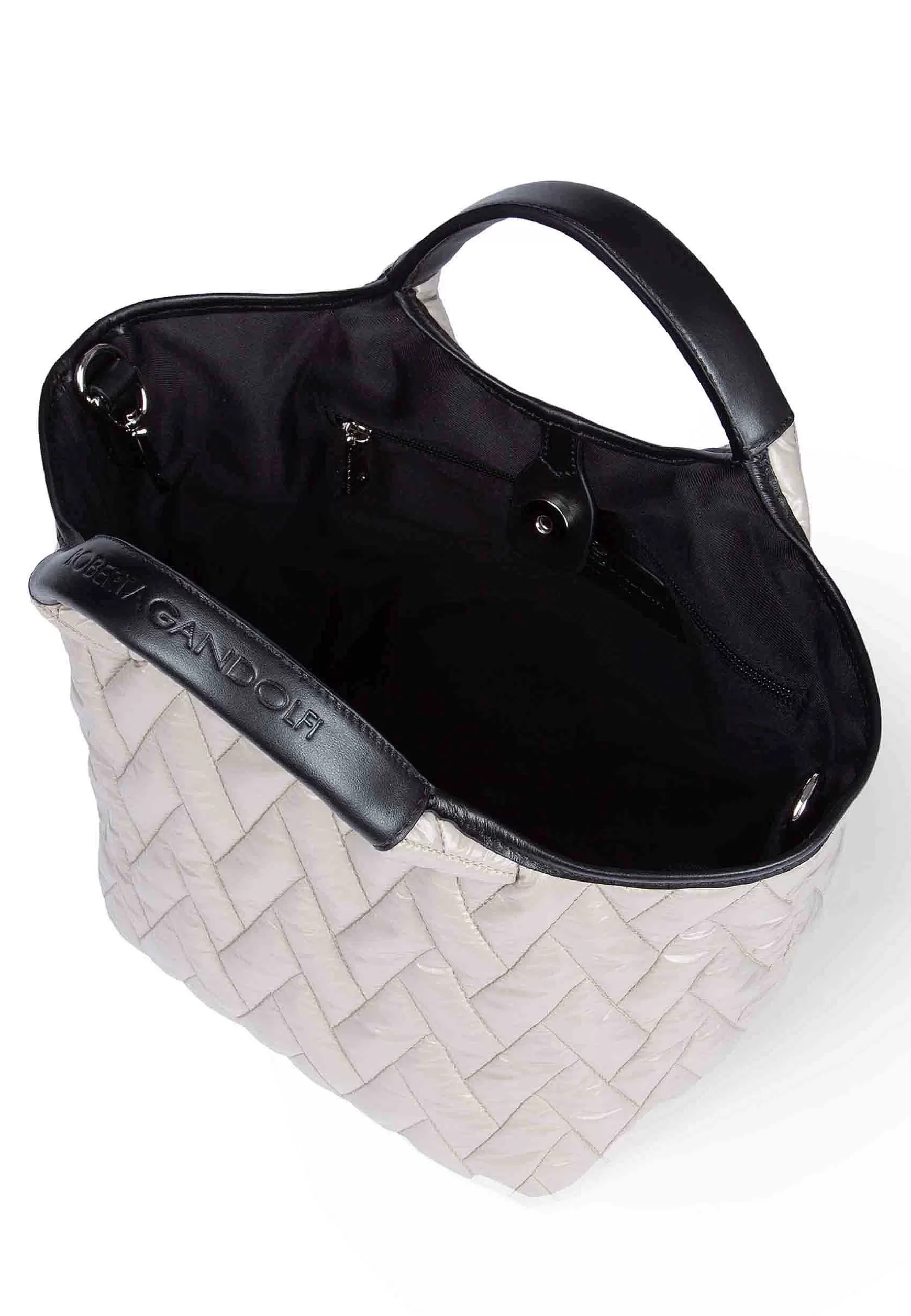 Borsa Shopping Donna In Tessuto Imbottito Beige Con Tracolla In Tessuto E Doppi Manici*Roberta Gandolfi Hot