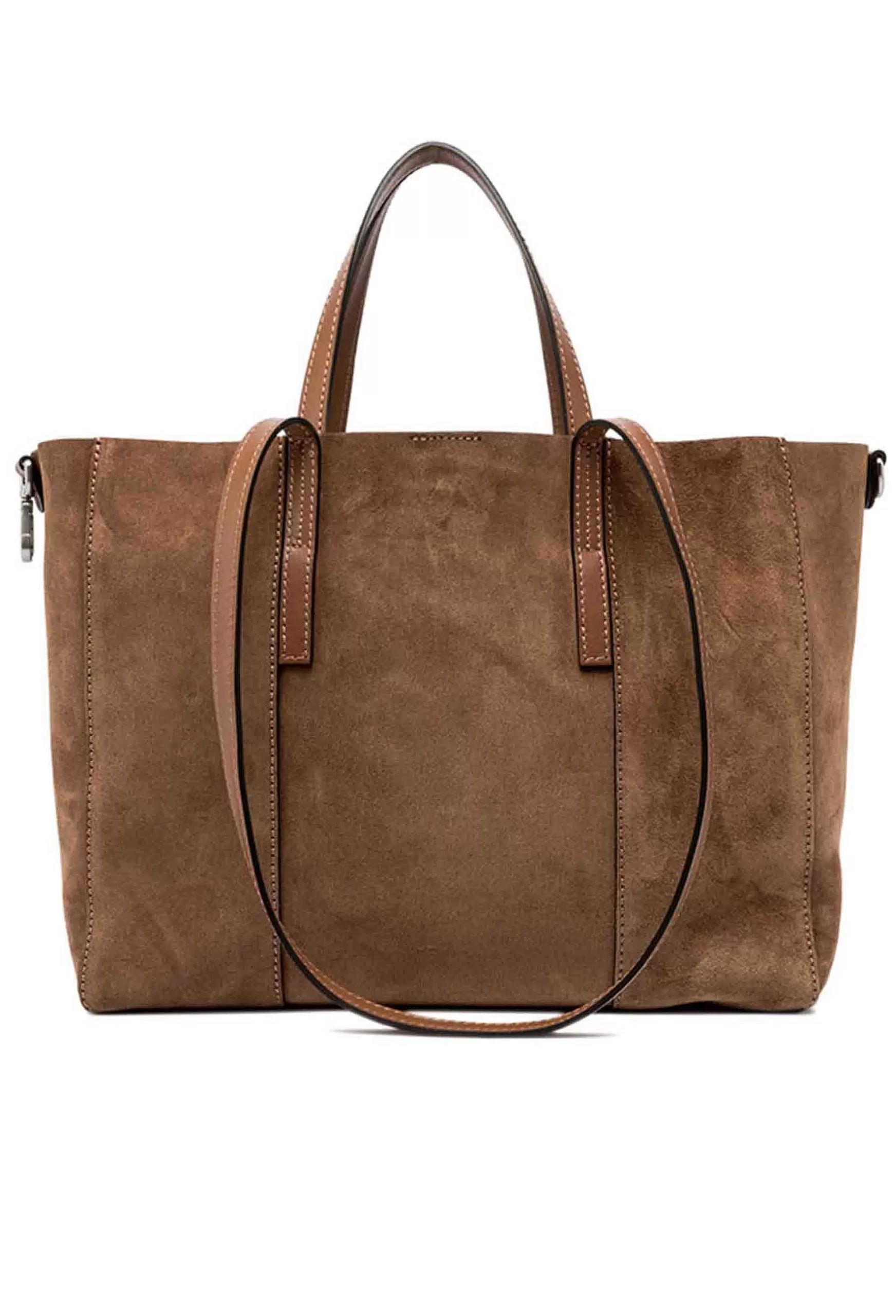 Borsa Shopping Donna Super Light In Camoscio Cognac Con Doppi Manici In Pelle*Gianni Chiarini Flash Sale
