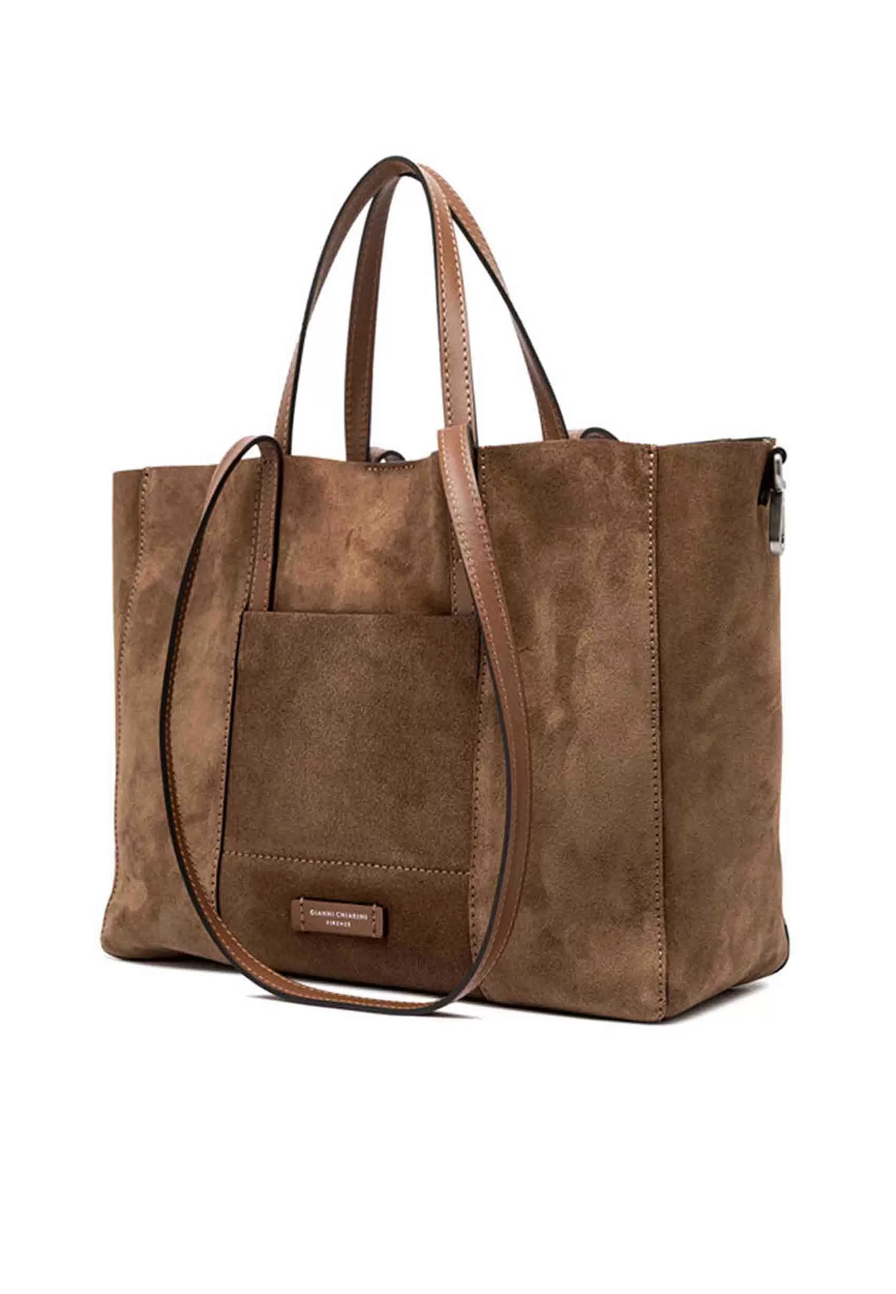 Borsa Shopping Donna Super Light In Camoscio Cognac Con Doppi Manici In Pelle*Gianni Chiarini Flash Sale