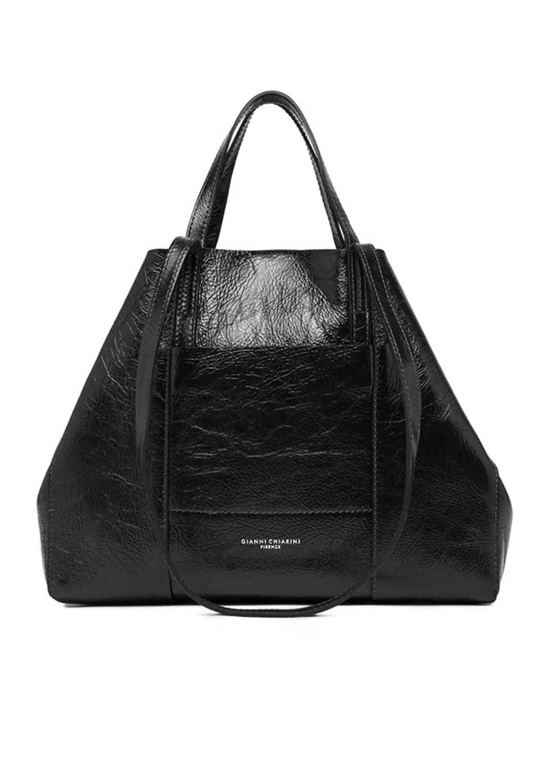 Borsa Shopping Donna Super Light In Naplack Nero Con Doppi Manici*Gianni Chiarini Best