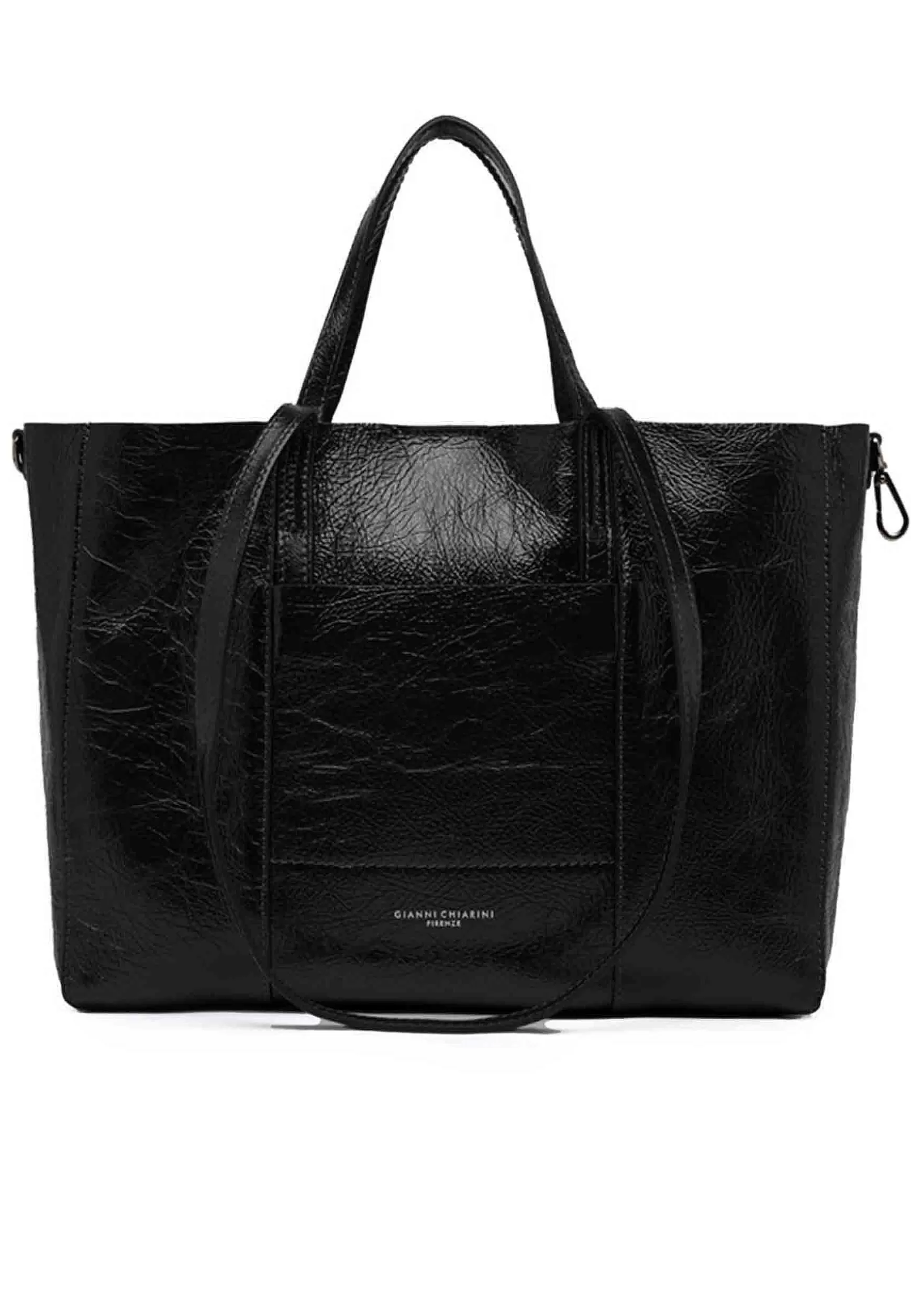 Borsa Shopping Donna Super Light In Naplack Nero Con Doppi Manici*Gianni Chiarini Best
