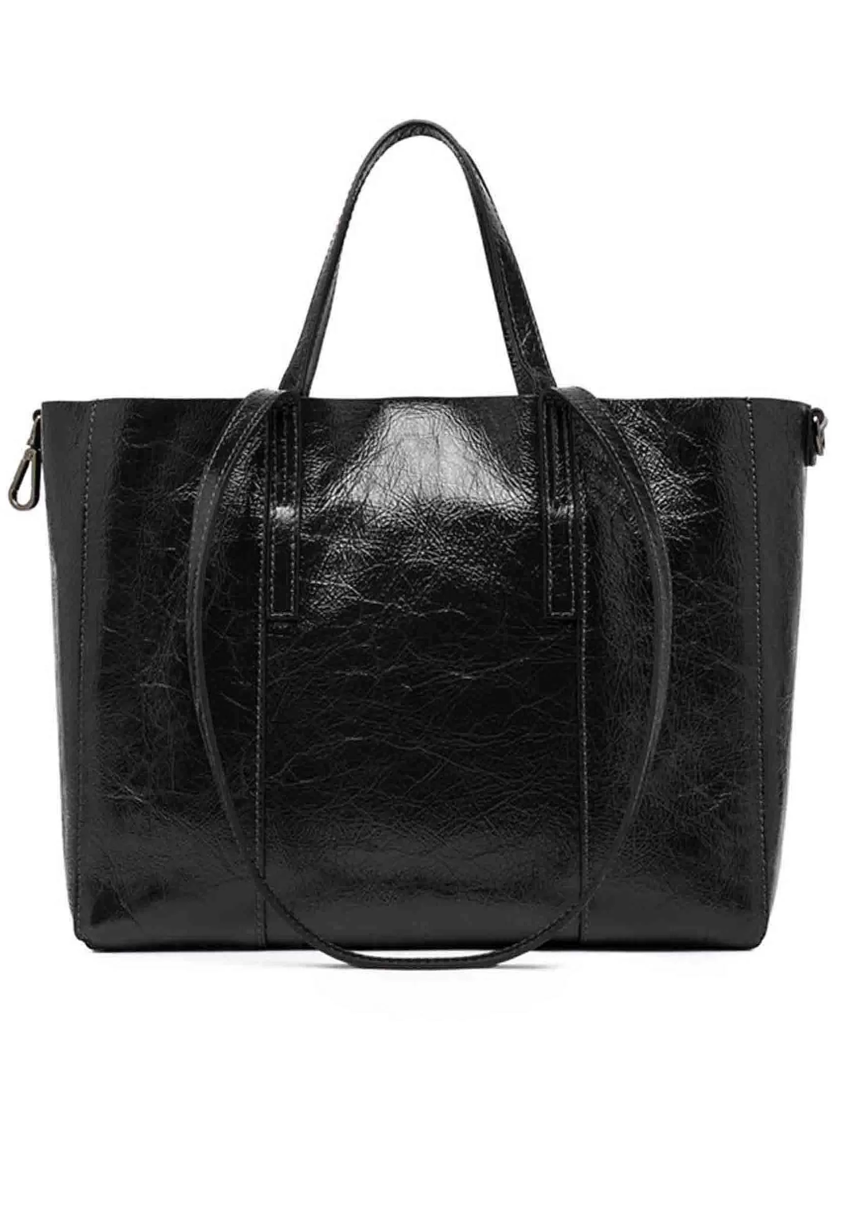 Borsa Shopping Donna Super Light In Naplack Nero Con Doppi Manici*Gianni Chiarini Best