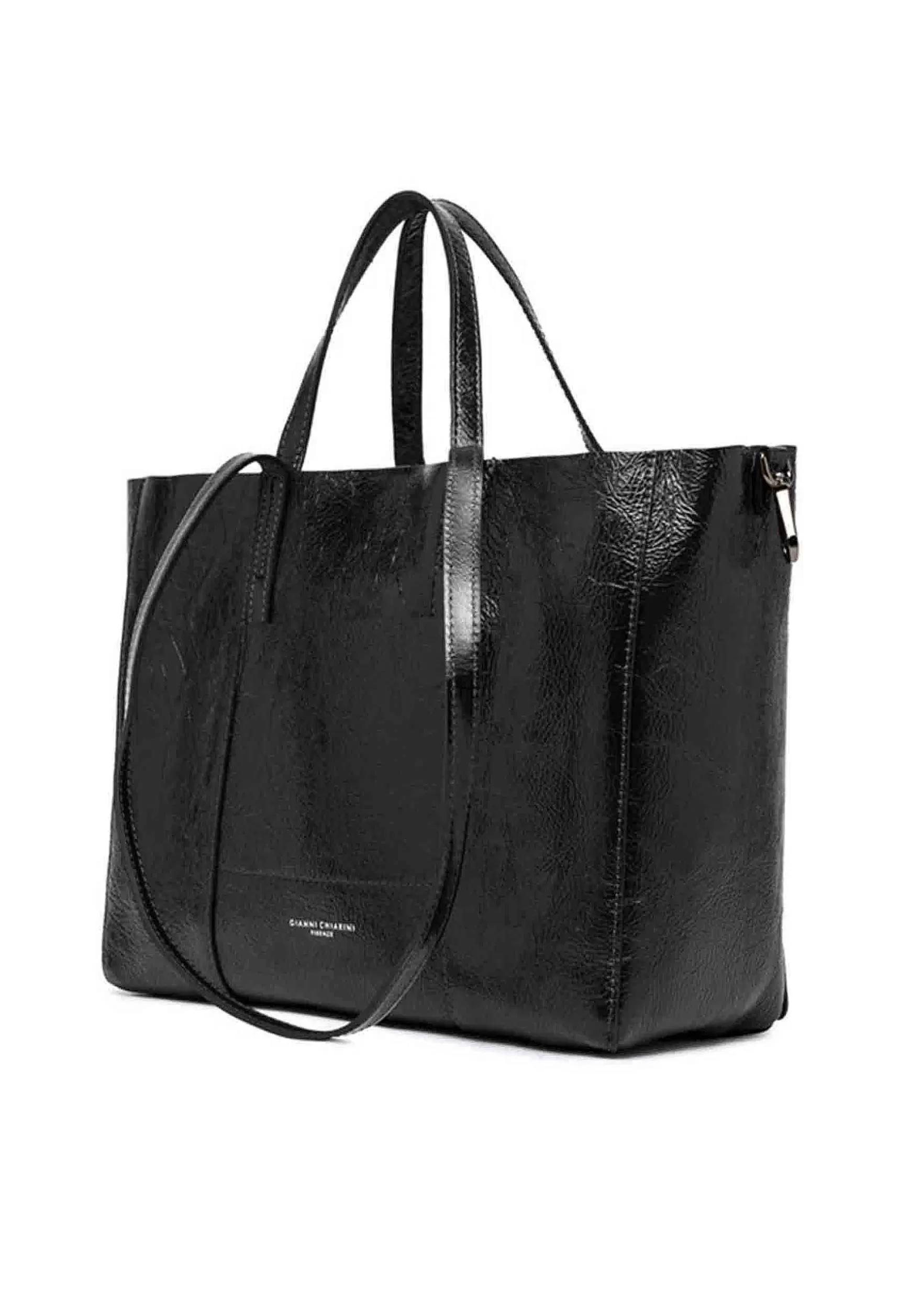 Borsa Shopping Donna Super Light In Naplack Nero Con Doppi Manici*Gianni Chiarini Best