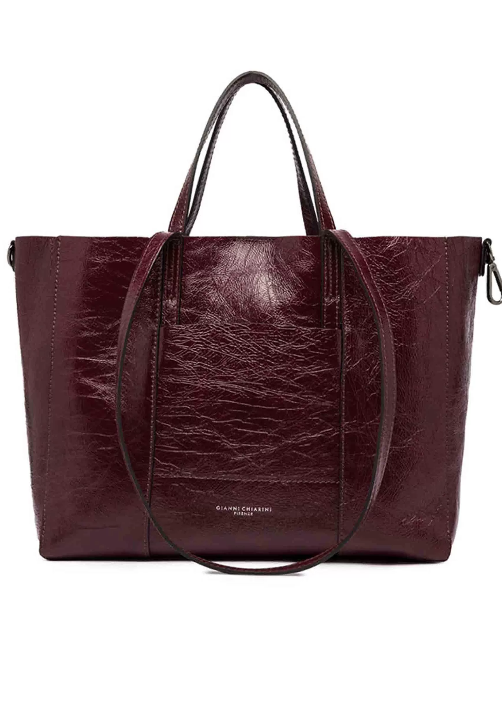 Borsa Shopping Donna Super Light In Naplack Rubino Con Doppi Manici*Gianni Chiarini Best