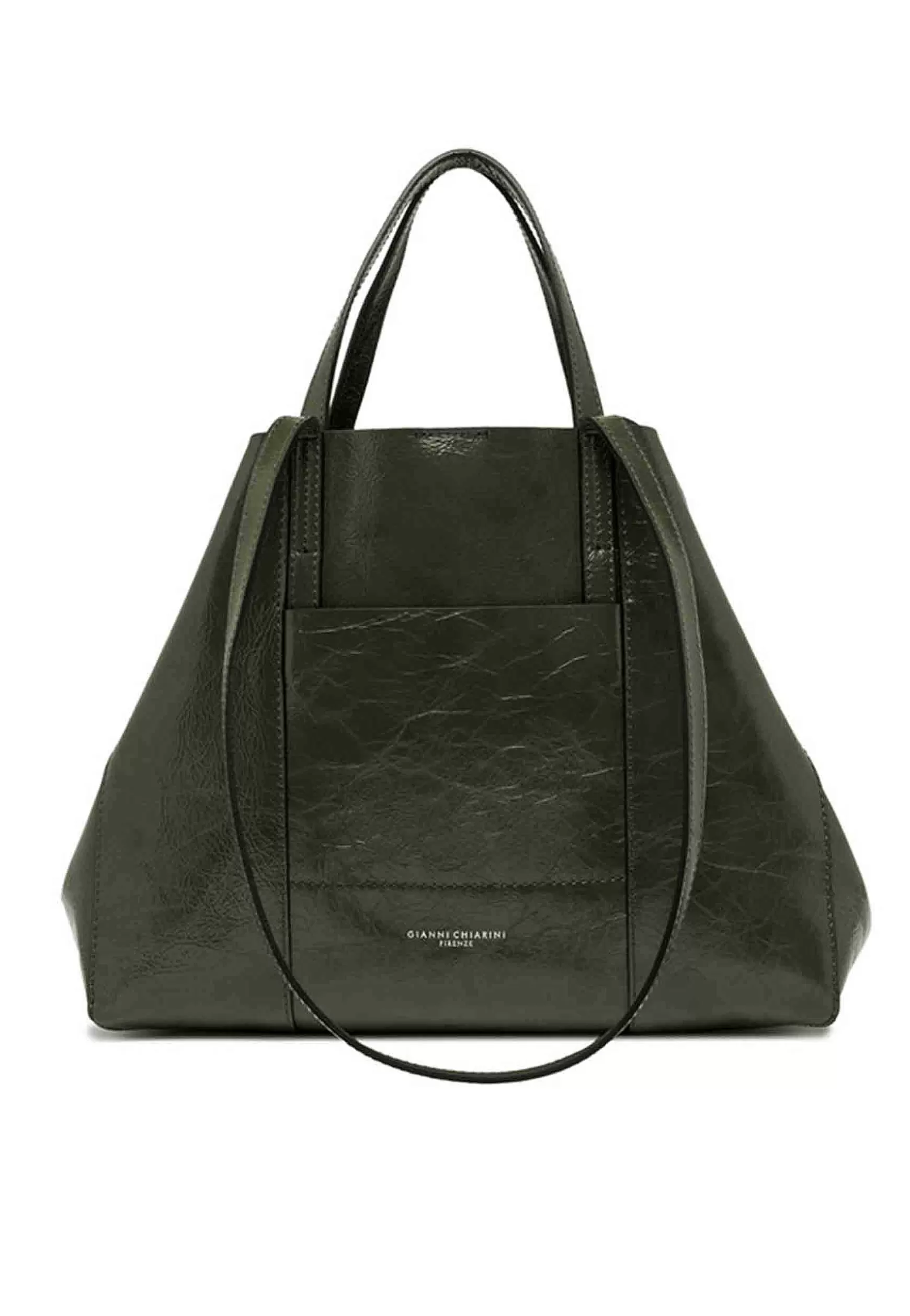 Borsa Shopping Donna Super Light In Naplack Verde Con Doppi Manici*Gianni Chiarini Outlet