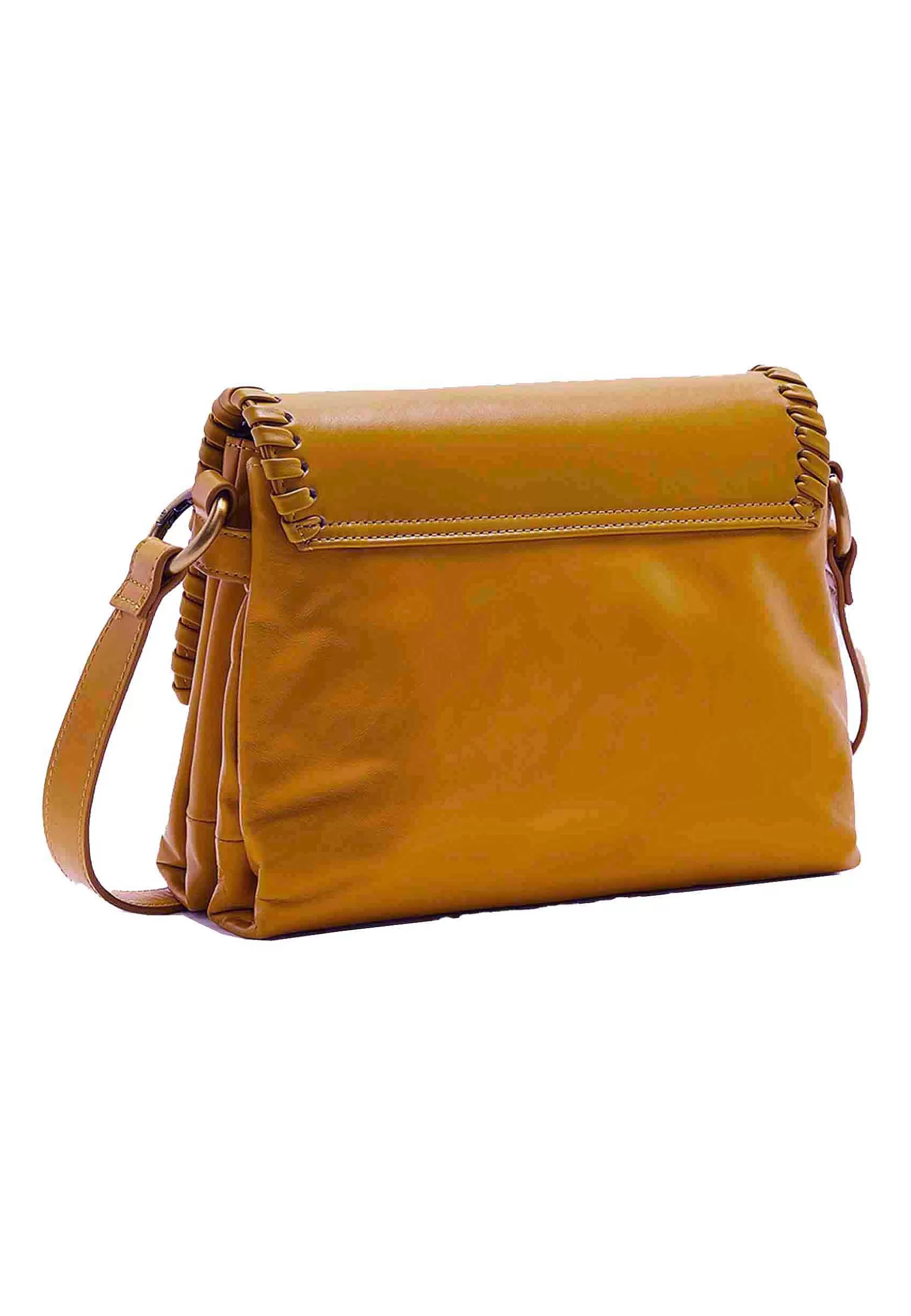 Borsa Tracolla Donna Tresse In Pelle Cammello Con Rosone*Maliparmi Discount