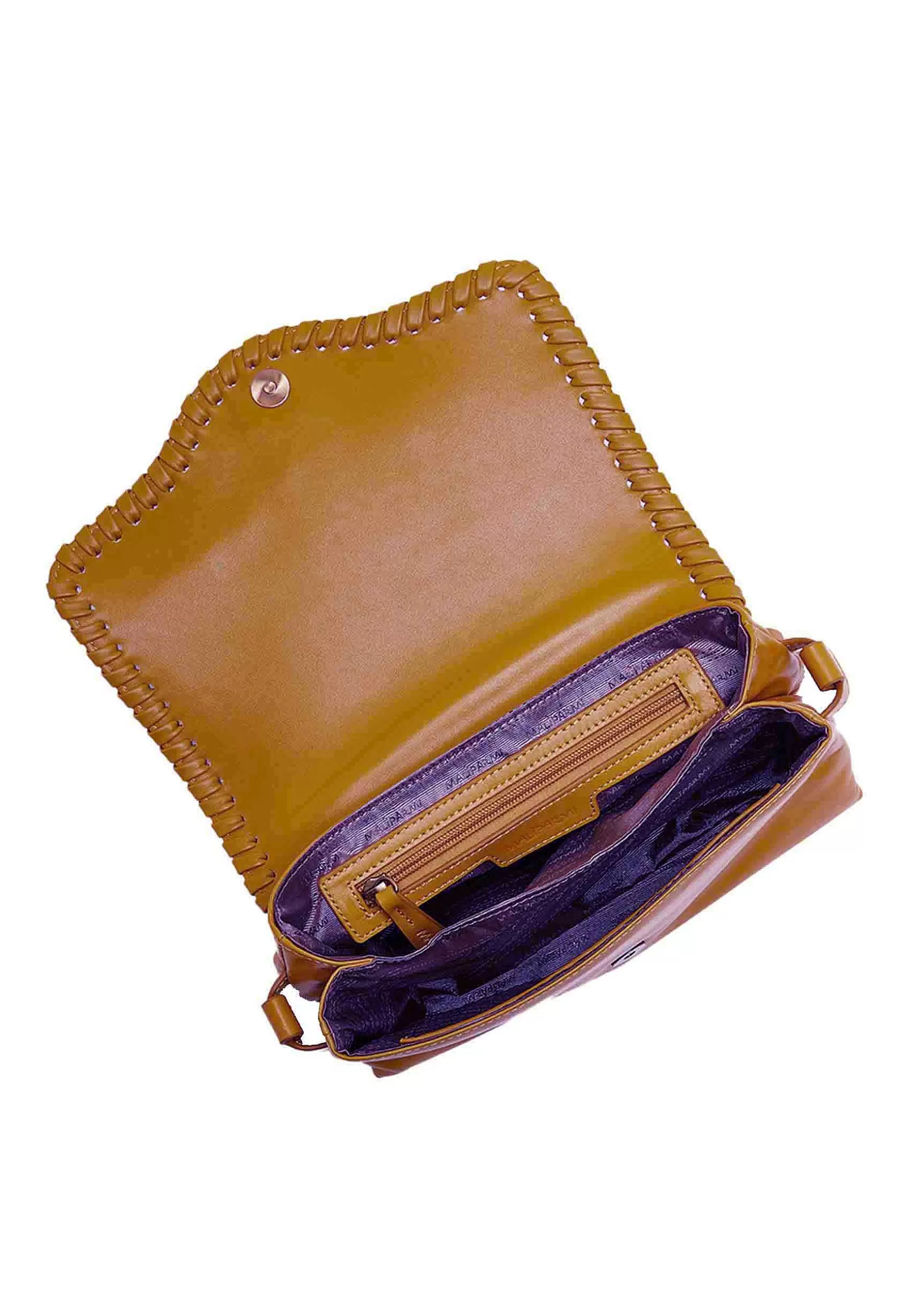 Borsa Tracolla Donna Tresse In Pelle Cammello Con Rosone*Maliparmi Discount