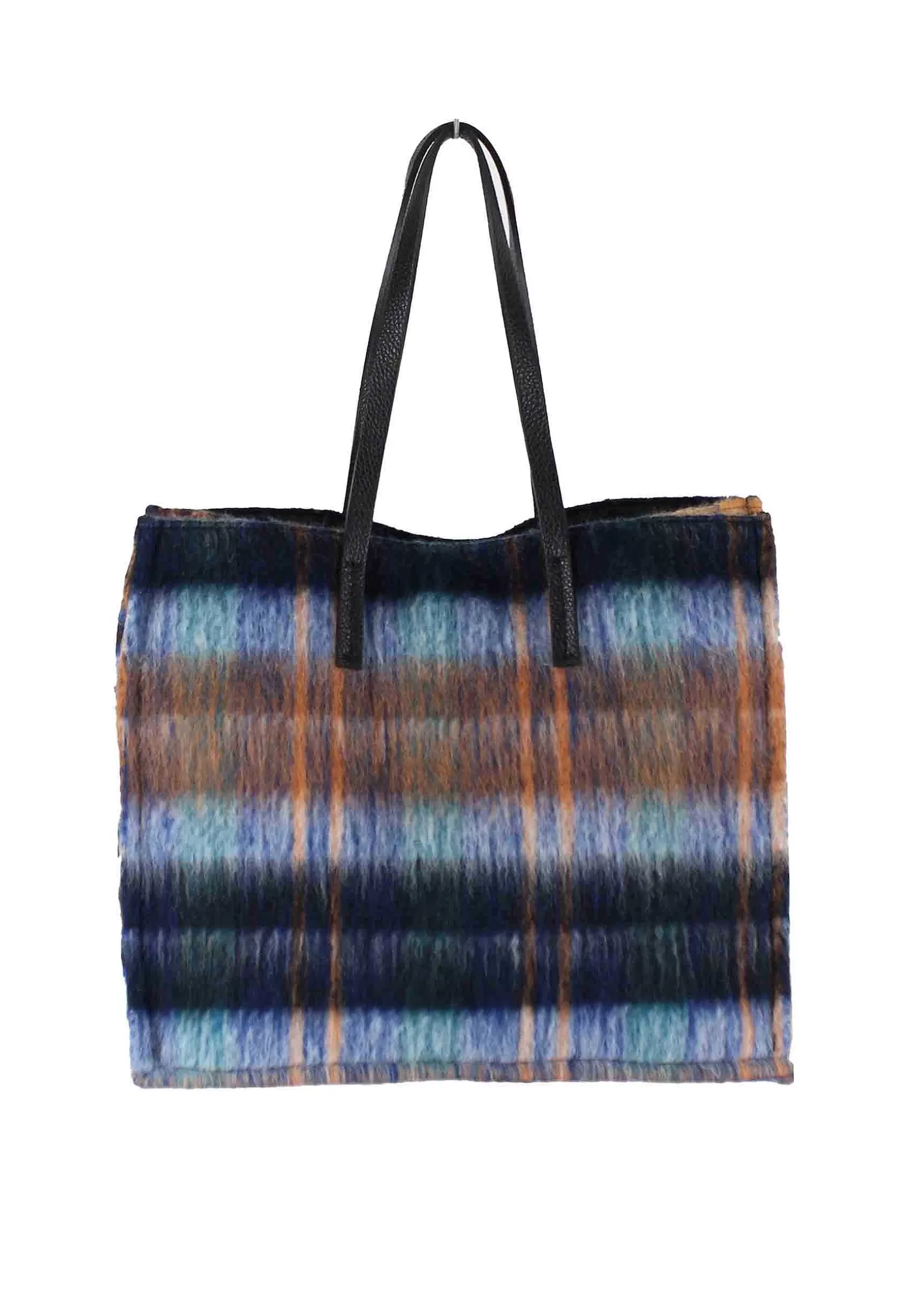 Borse Donna Shopping In Lana Blu Con Doppi Manici In Pelle*Kassiopea Store