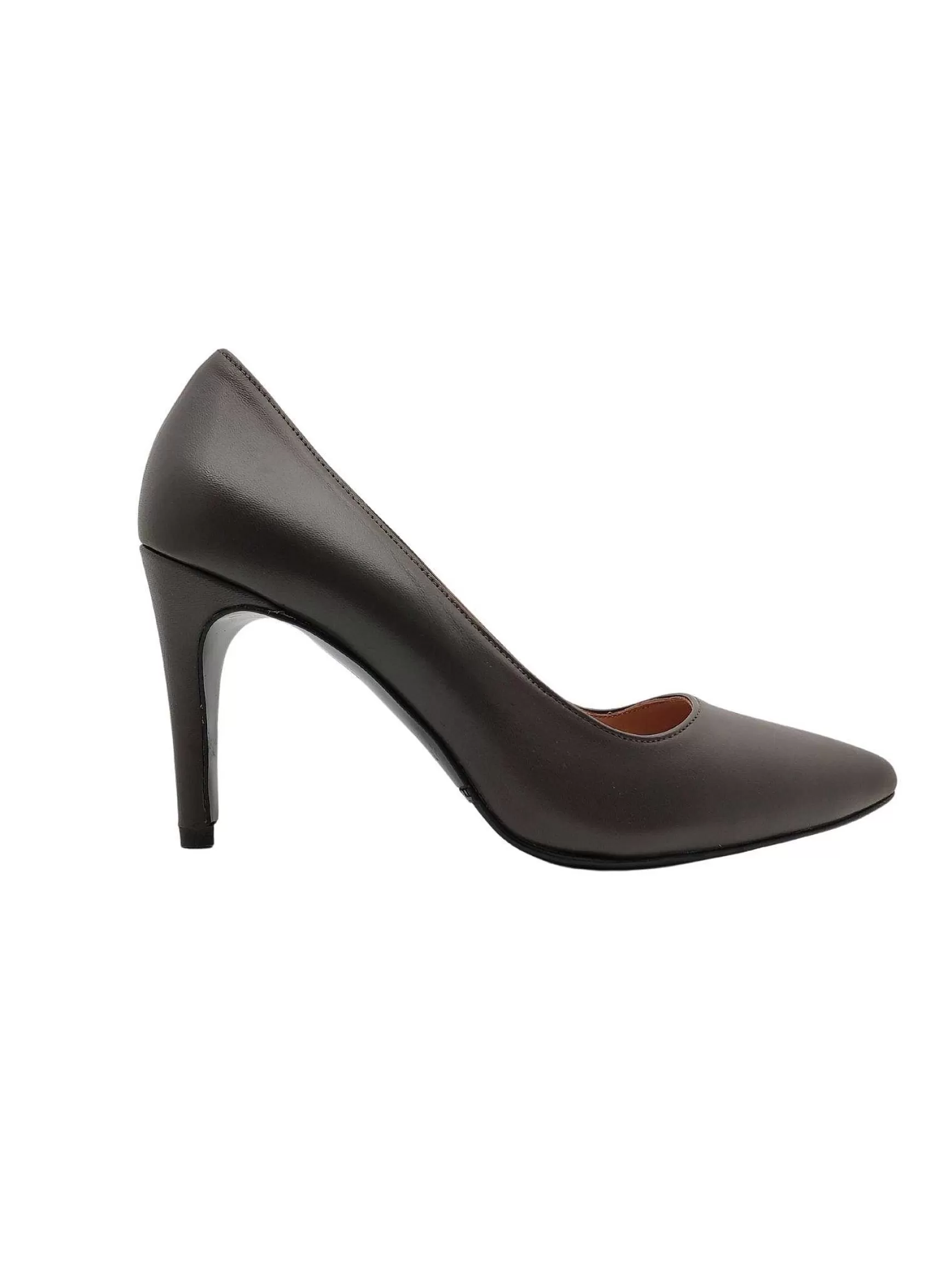 Calzature Donna Decollete In Pelle Tortora Con Tacco Alto** Flash Sale