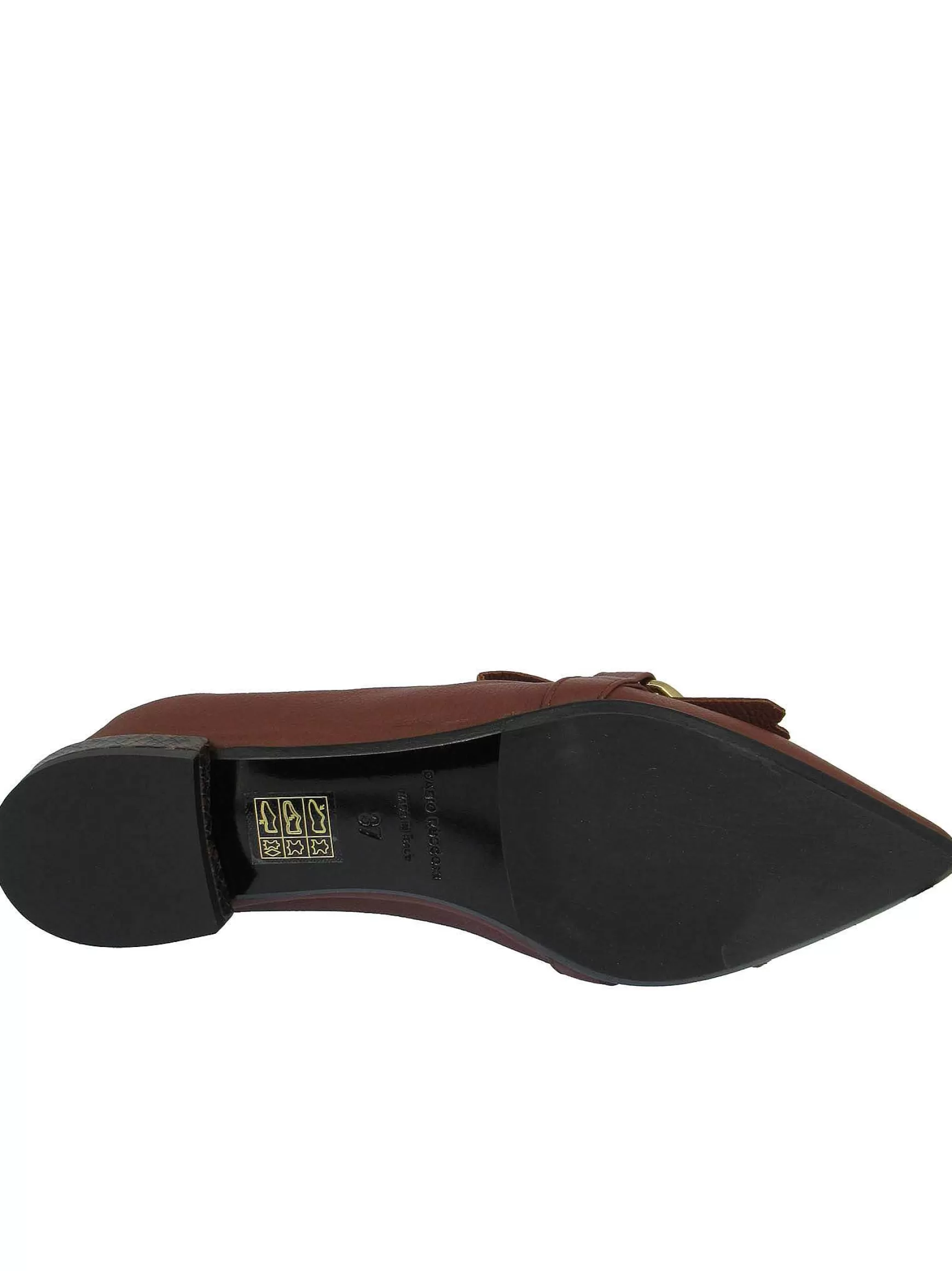 Calzature Donna Mocassini In Pelle Cuoio Con Frange E Catena Oro Punta A Punta E Tacco Basso*Fabio Rusconi Clearance