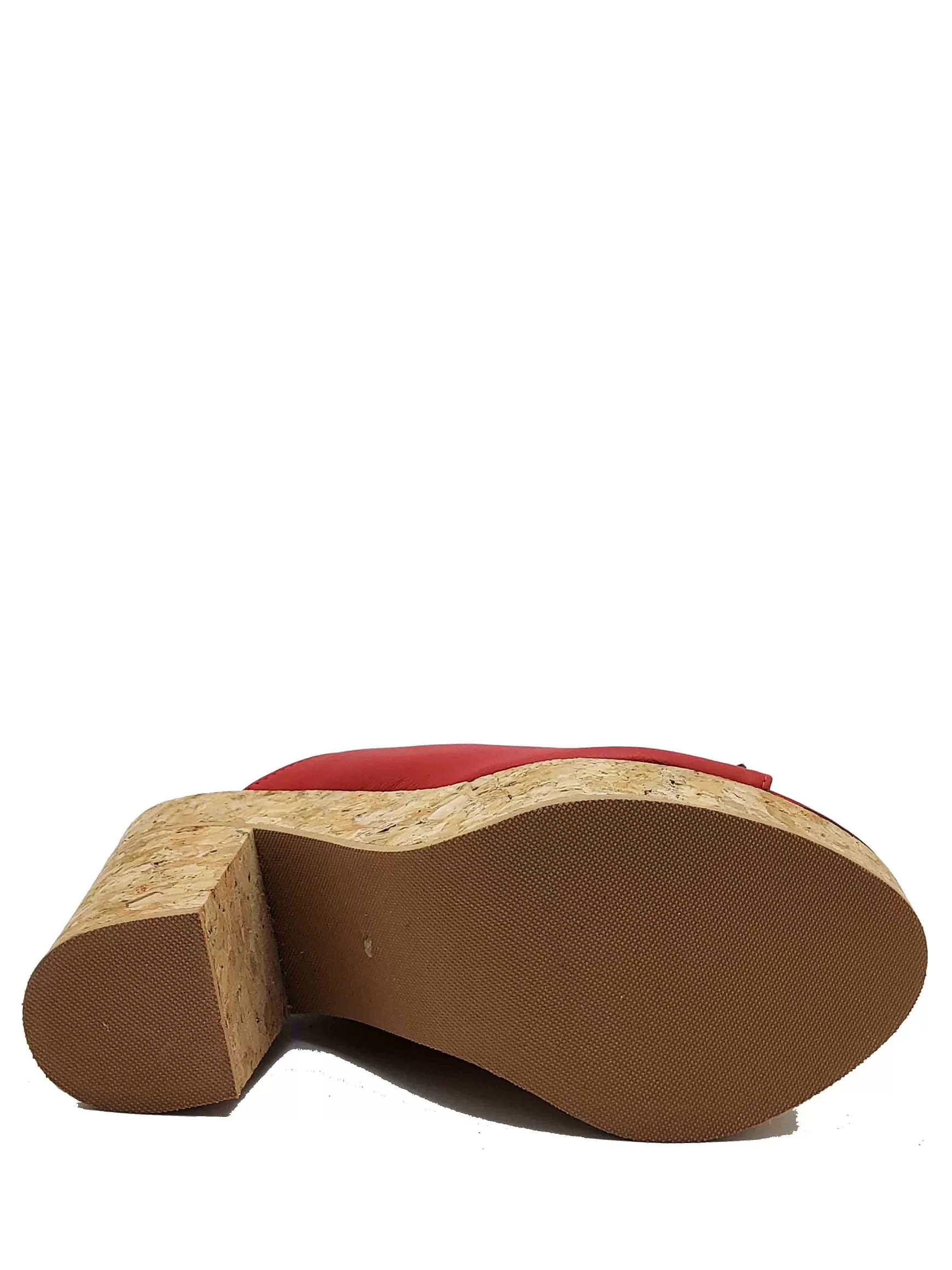 Calzature Donna Sandali In Pelle Rossa Con Fiocchi E Zeppa Alta In Sughero** Store