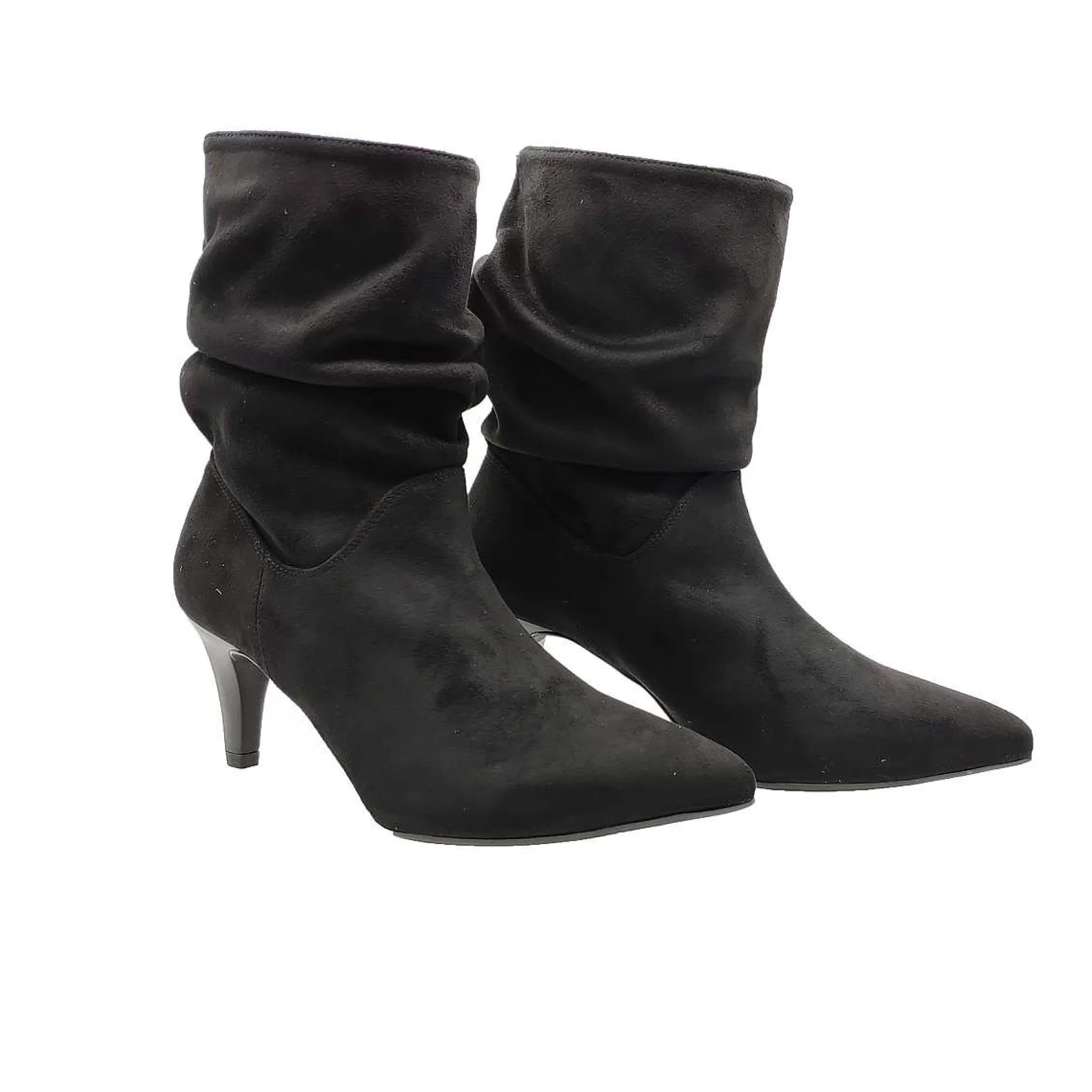 Calzature Donna Stivaletti Arricciati In Camoscio Nero Con Tacci Alto*Unisa Online
