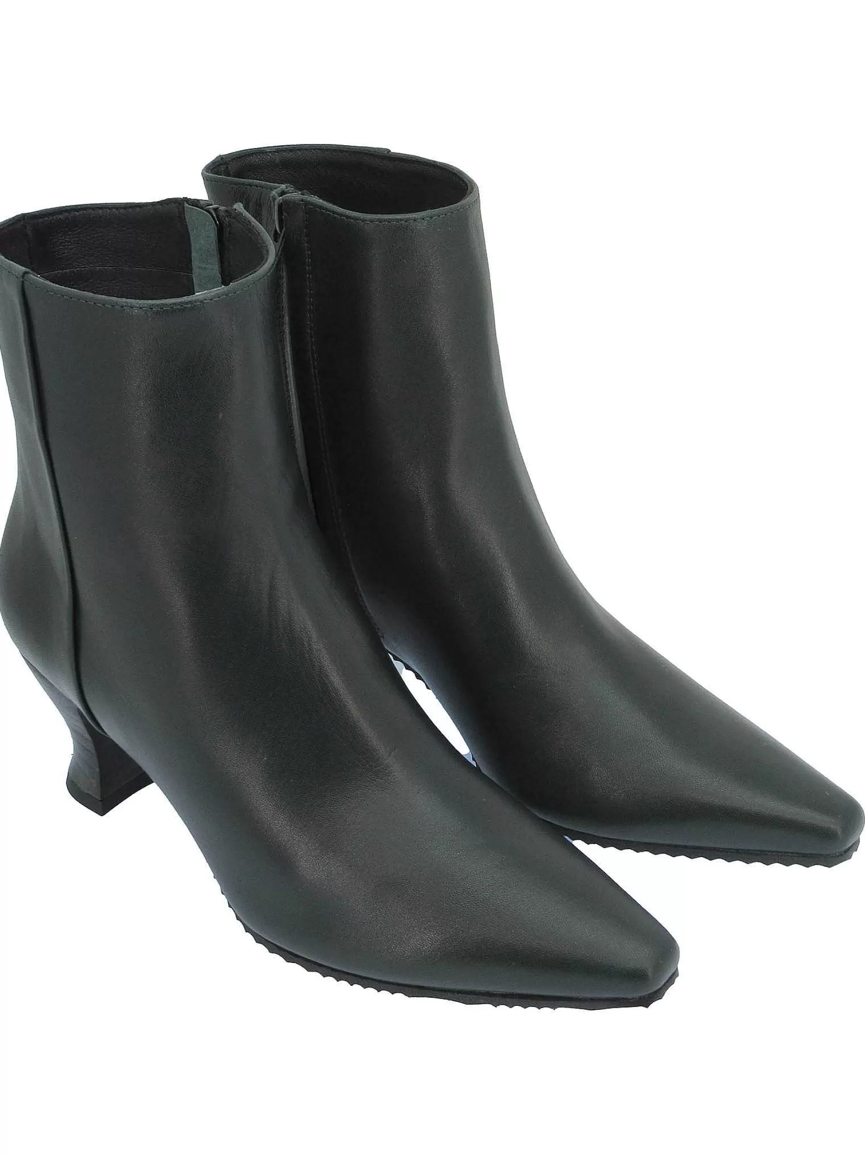 Calzature Donna Stivaletti In Pelle Verde Con Tacco In Cuoio Tono Su Tono** Best Sale