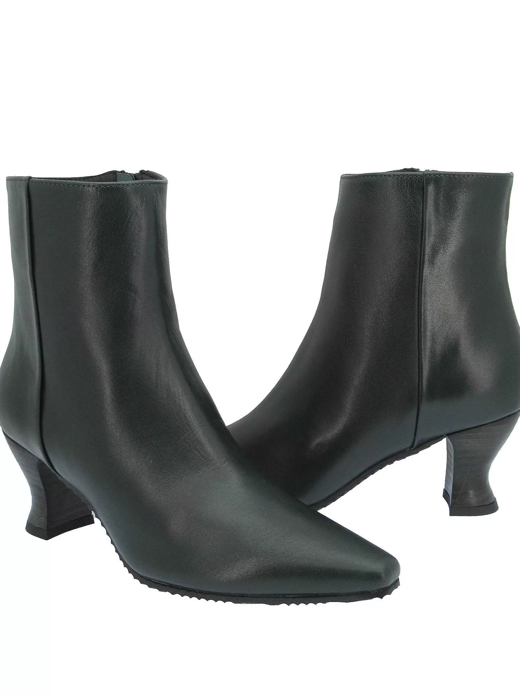 Calzature Donna Stivaletti In Pelle Verde Con Tacco In Cuoio Tono Su Tono** Best Sale