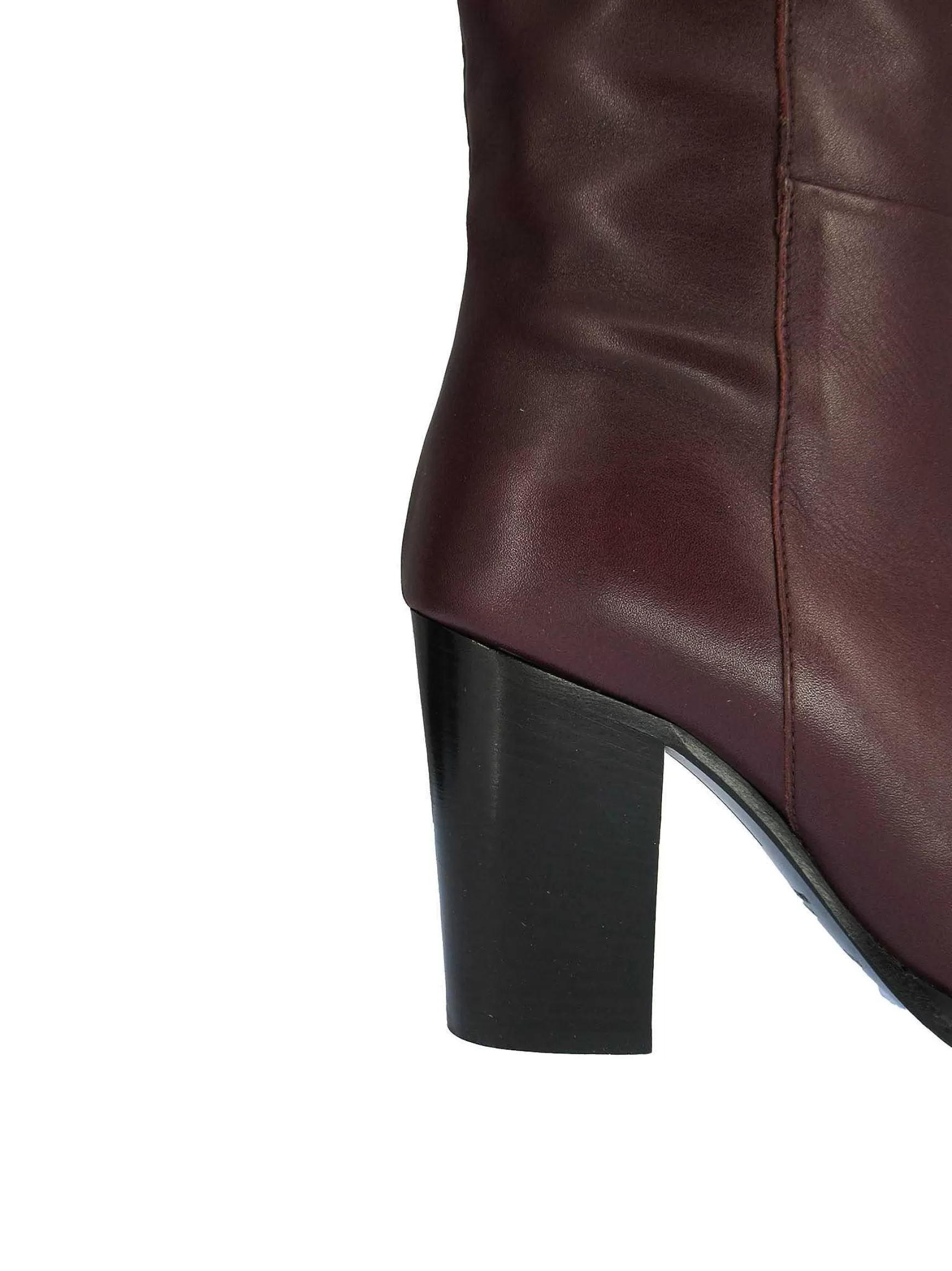 Calzature Donna Stivali Alti A Tubo In Pelle Bordeaux Con Tacco Alto E Suola In Cuoio*Fabio Rusconi Online