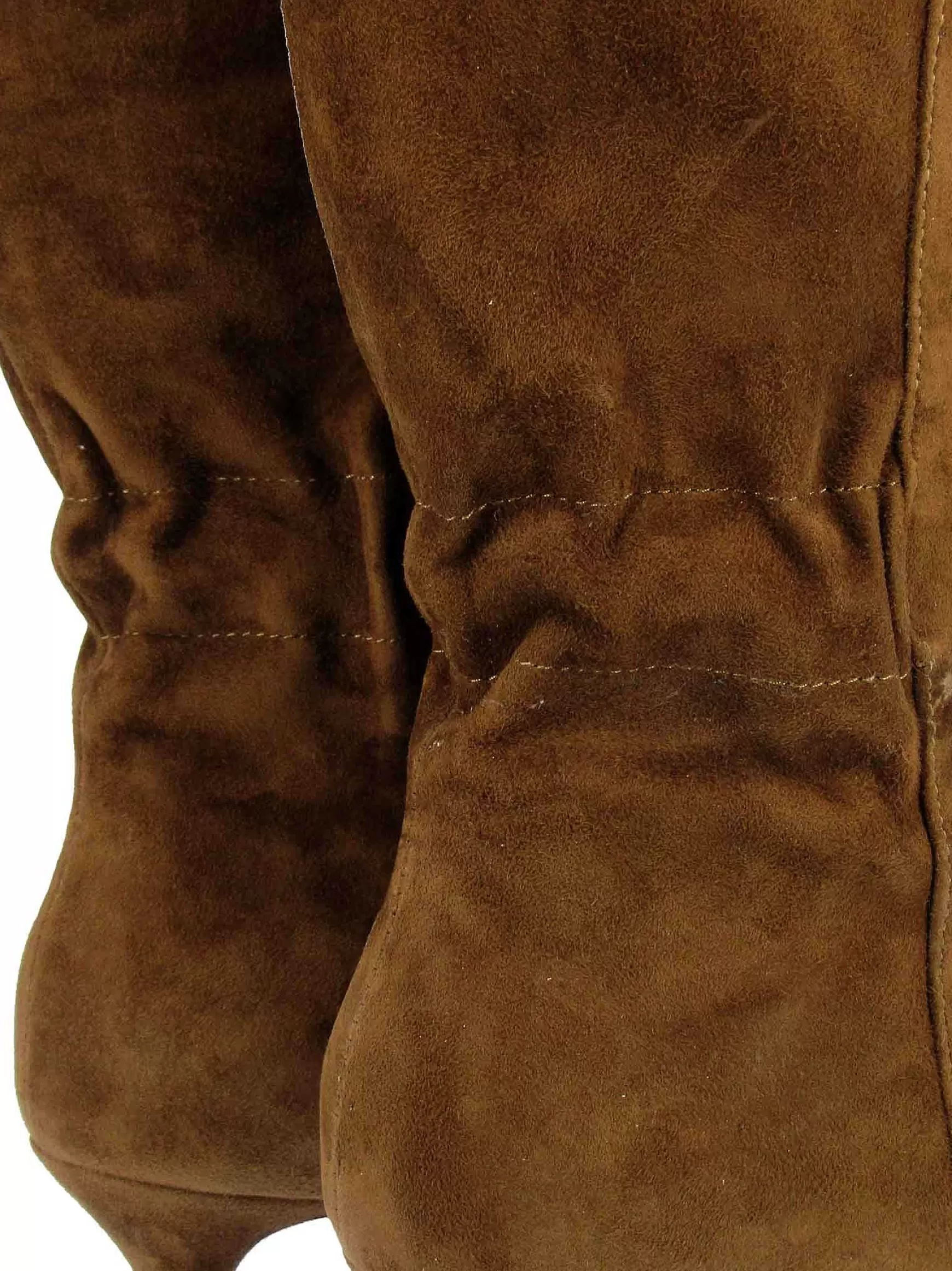 Calzature Donna Stivali In Camoscio Marrone Con Tacco Alto Punta Quadra Ed Elastico Posteriore*Lola Cruz Best Sale