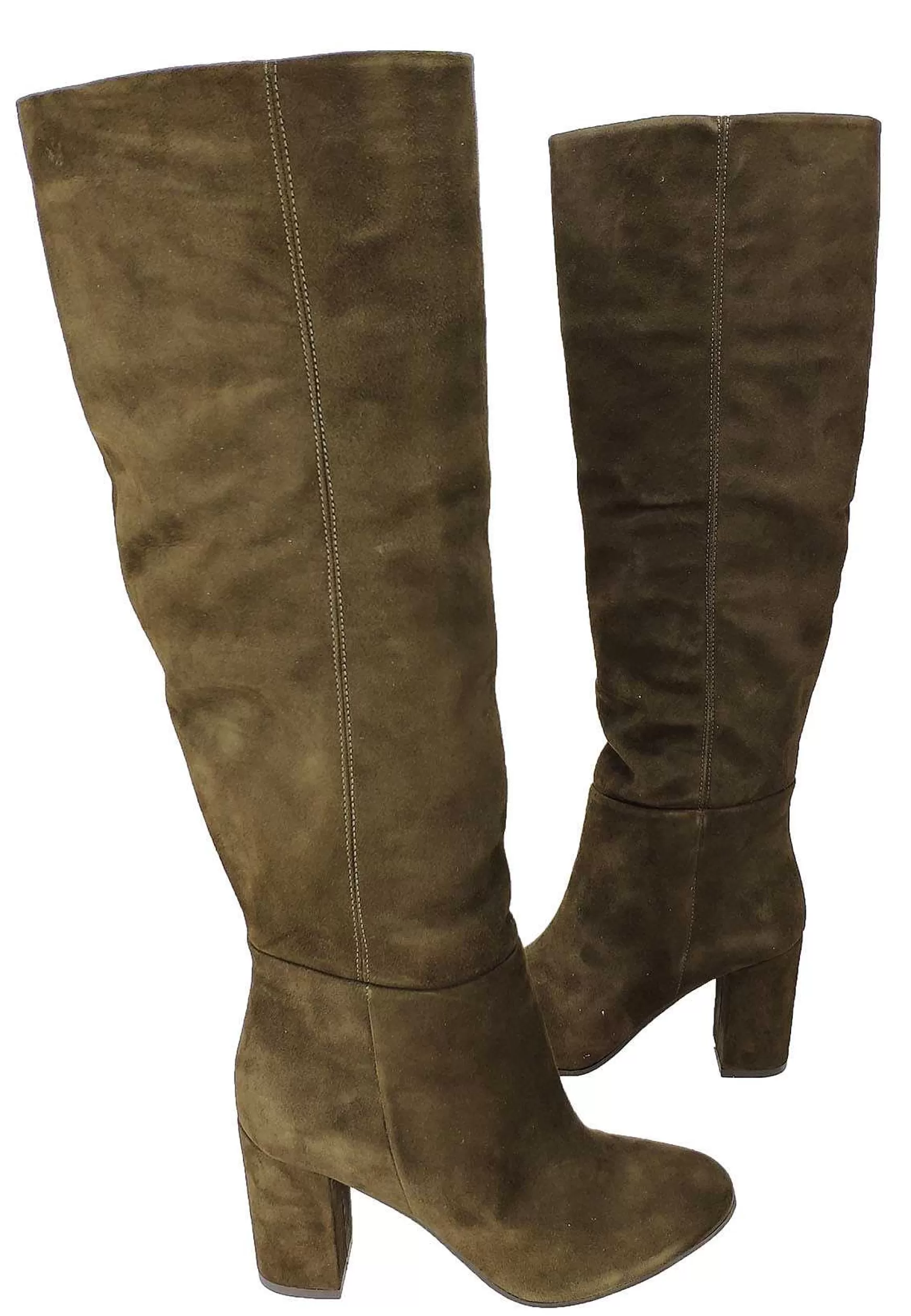 Calzature Donna Stivali In Pelle Camoscio Verde A Tubo Altezza Sopra Al Ginocchio*Carmens Cheap