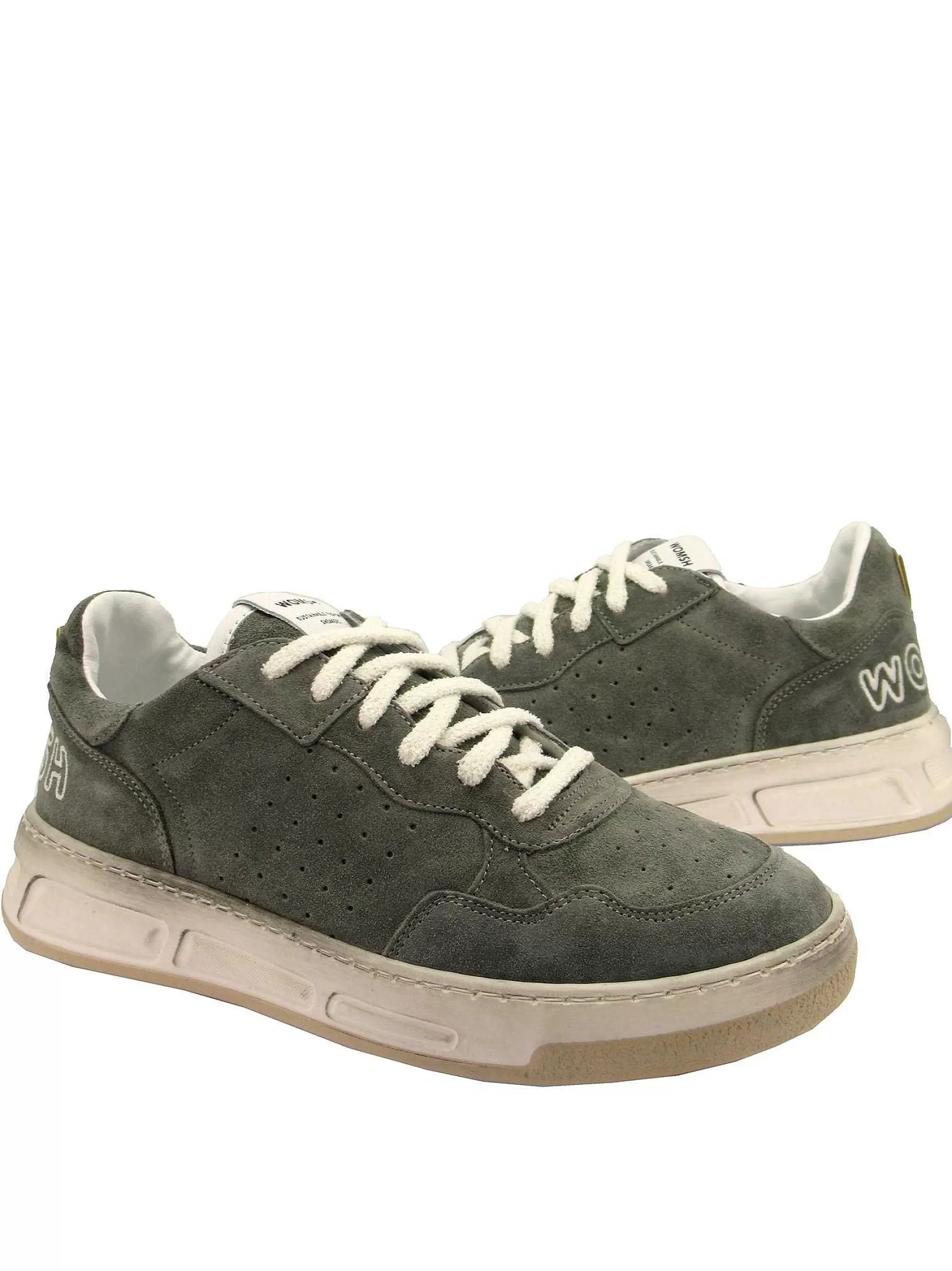 Calzature Uomo Sneakers Stringate Hyper Rain In Camoscio Fango Fondo In Gomma Bianco Vintage*Womsh Sale