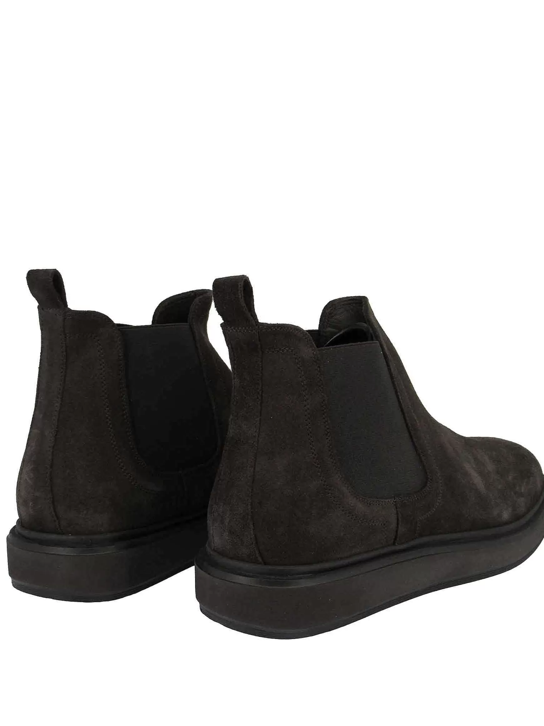 Calzature Uomo Stivaletti Chelsea Boot In Camoscio Marrone E Fondo Gomma Zeppa*Jerold Wilton Online