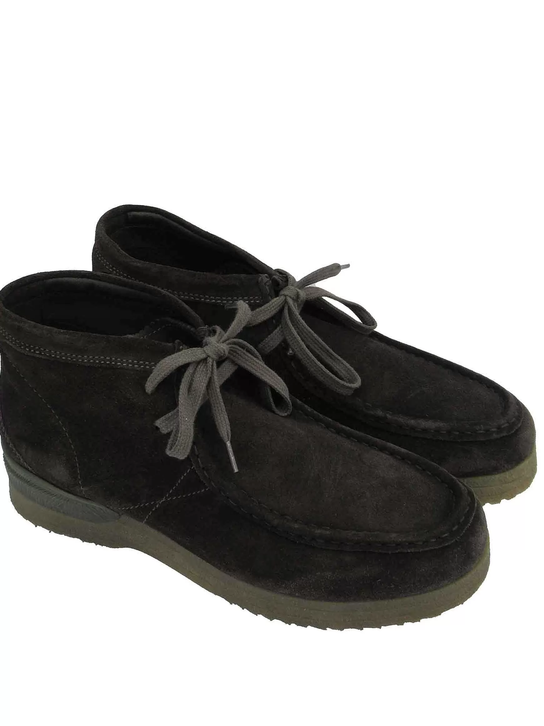 Calzature Uomo Stivaletti Polacchine In Camoscio Fango Con Cuciture E Fondo Para*Jeep Fashion