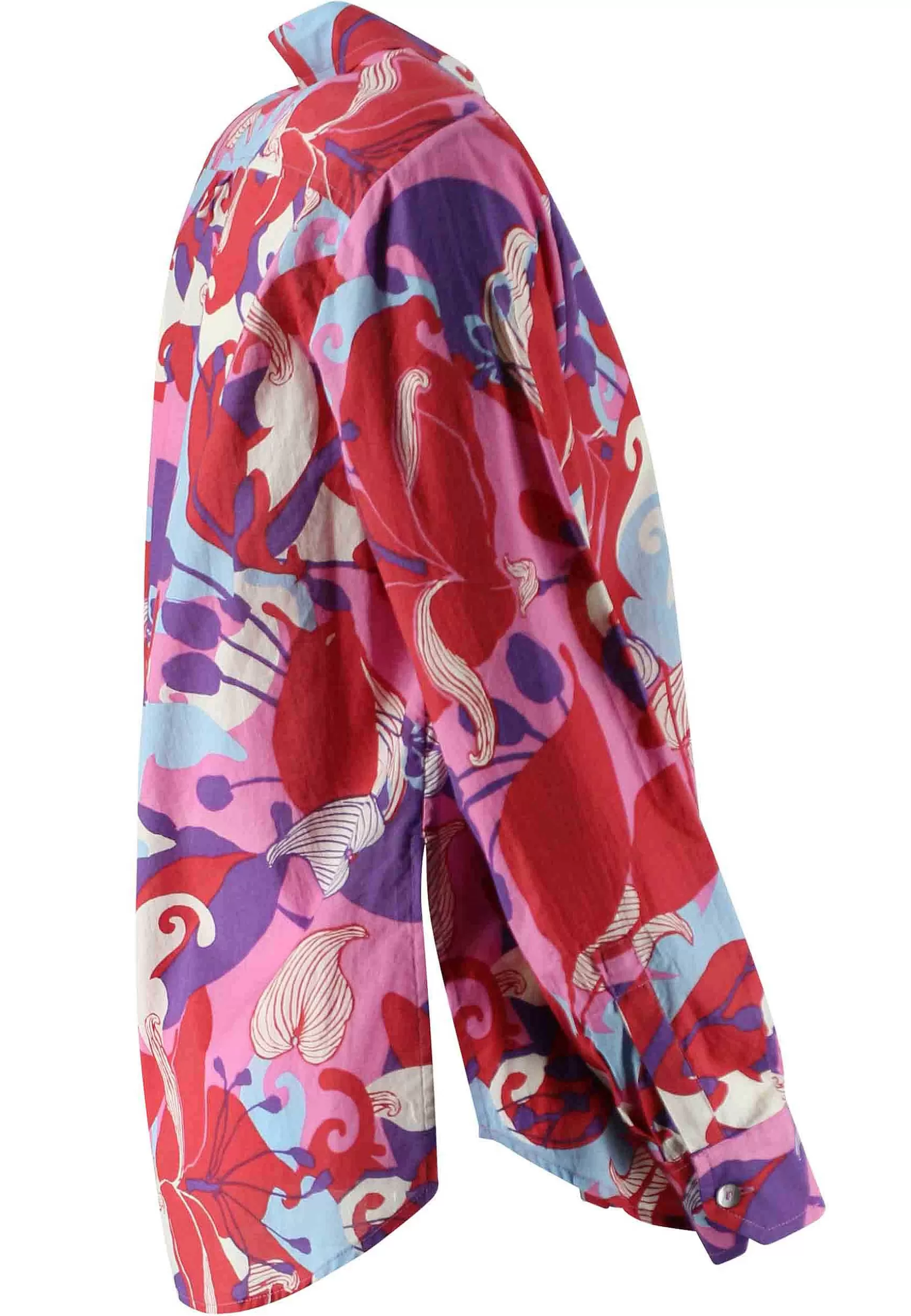 Camicia Donna Florum Muslin In Puro Cotone A Fantasia Rosso E Rosa Con Manoche Lunghe*Maliparmi Best