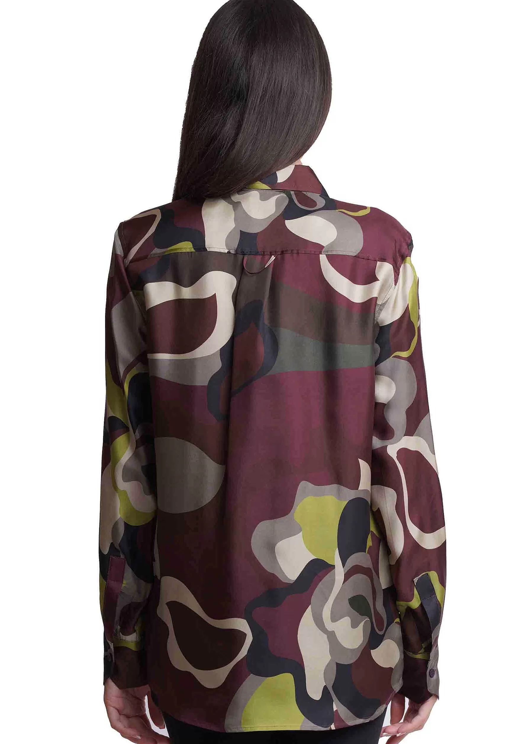 Camicie Donna Collection Print In Pura Seta Bordeaux A Fantasia*Maliparmi Shop