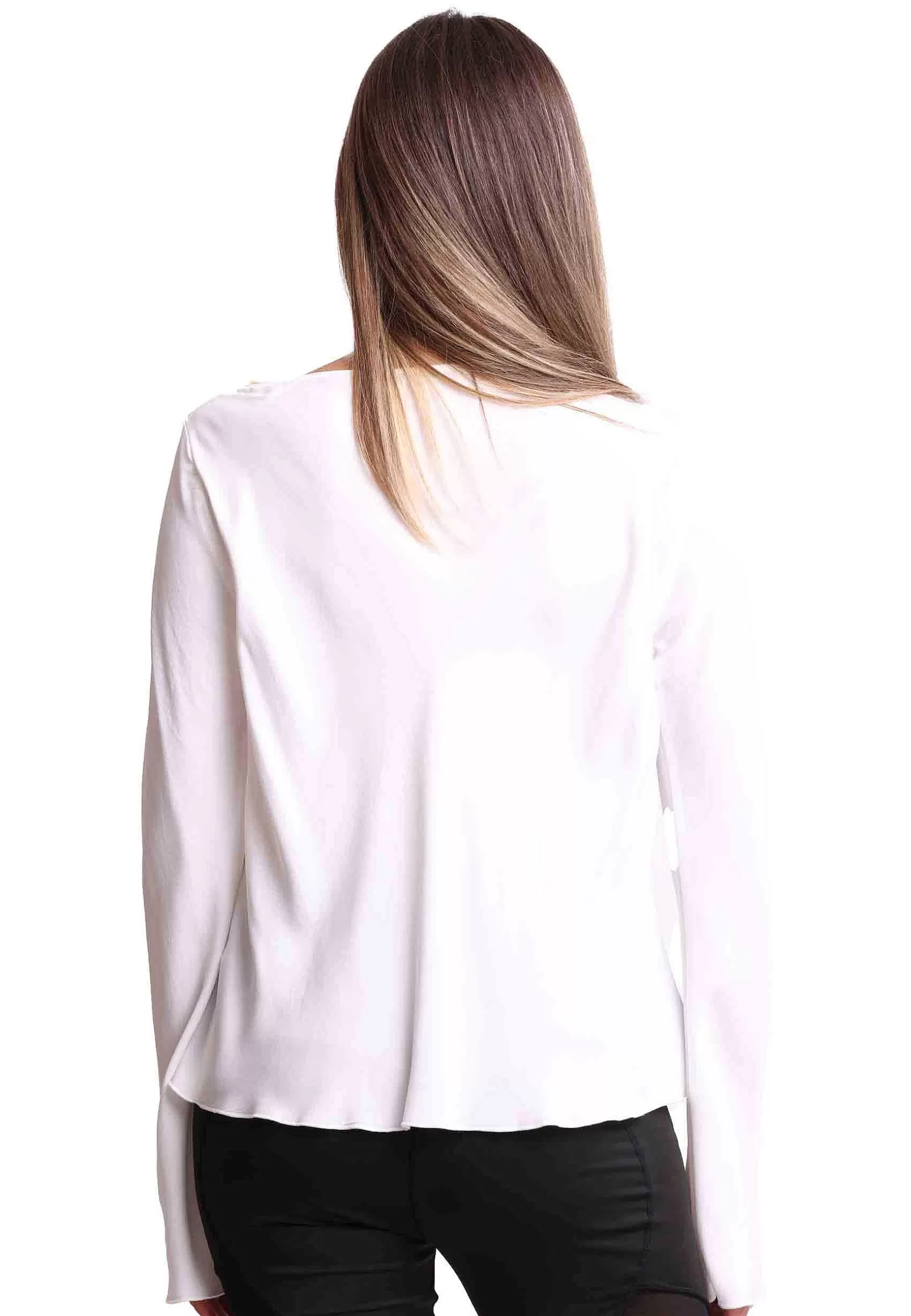 Camicie Donna Coloured Fluid In Seta Bianca Con Collo Drappeggiato*Maliparmi Online