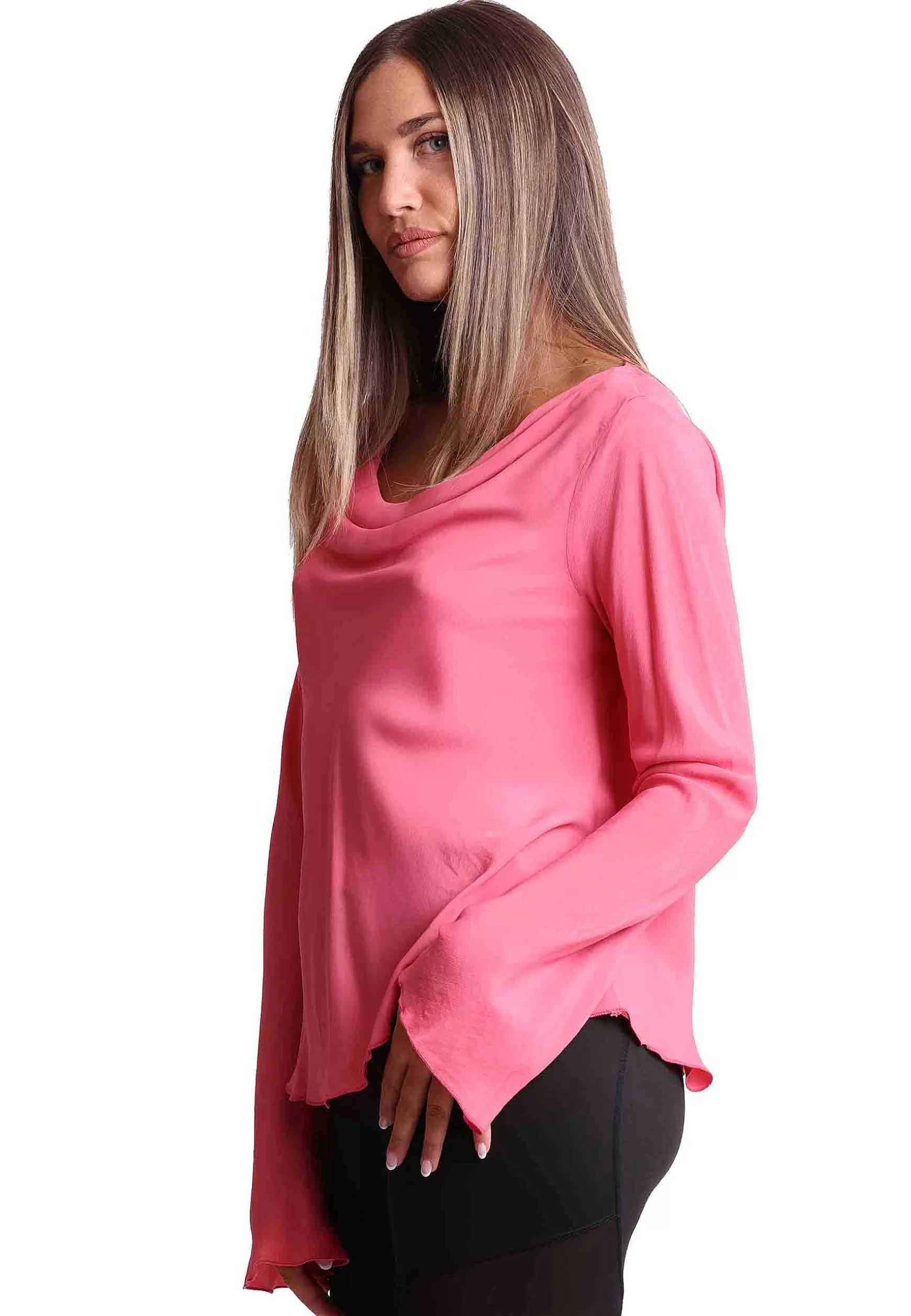 Camicie Donna Coloured Fluid In Seta Rosa Con Collo Drappeggiato*Maliparmi Cheap