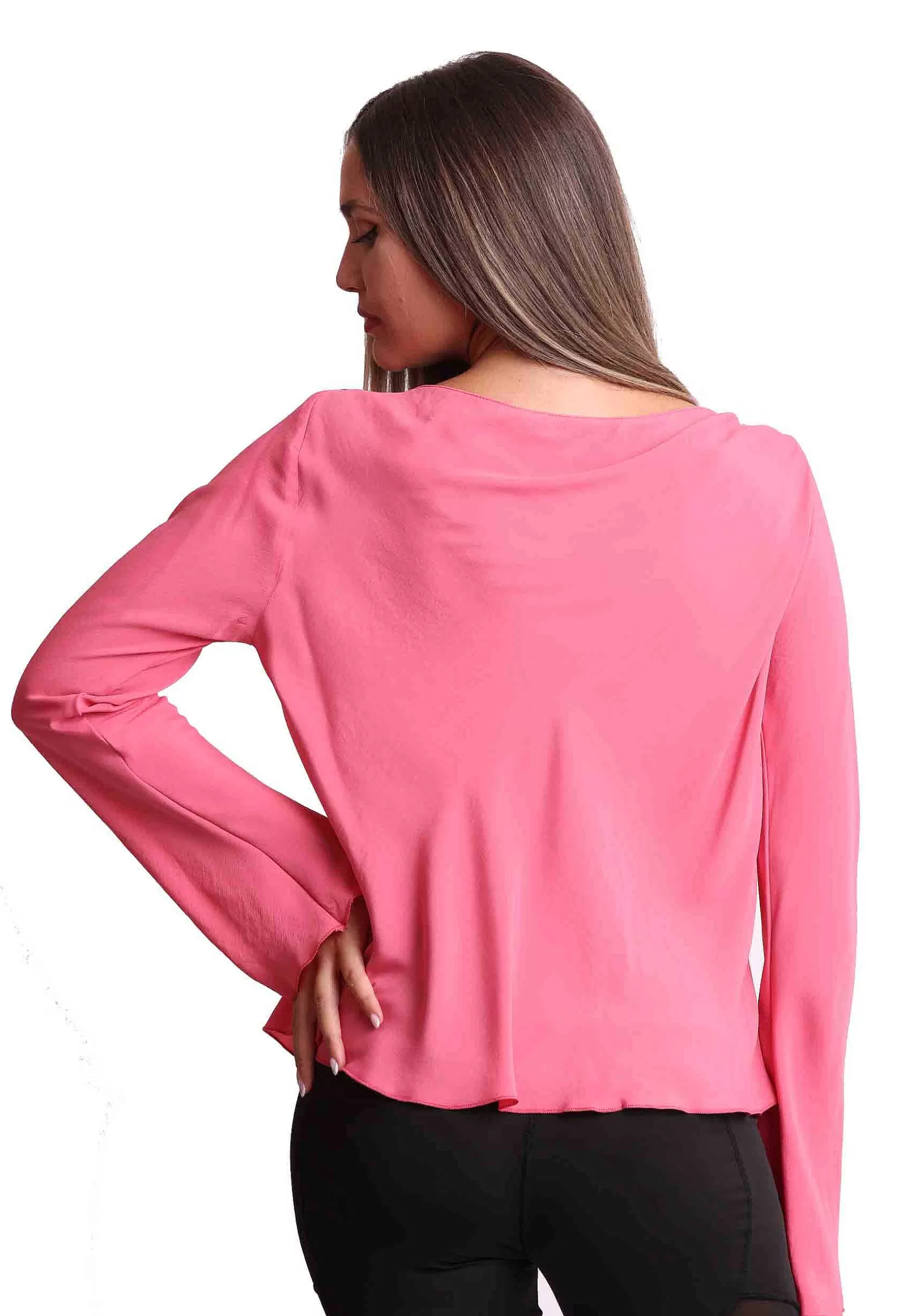 Camicie Donna Coloured Fluid In Seta Rosa Con Collo Drappeggiato*Maliparmi Cheap