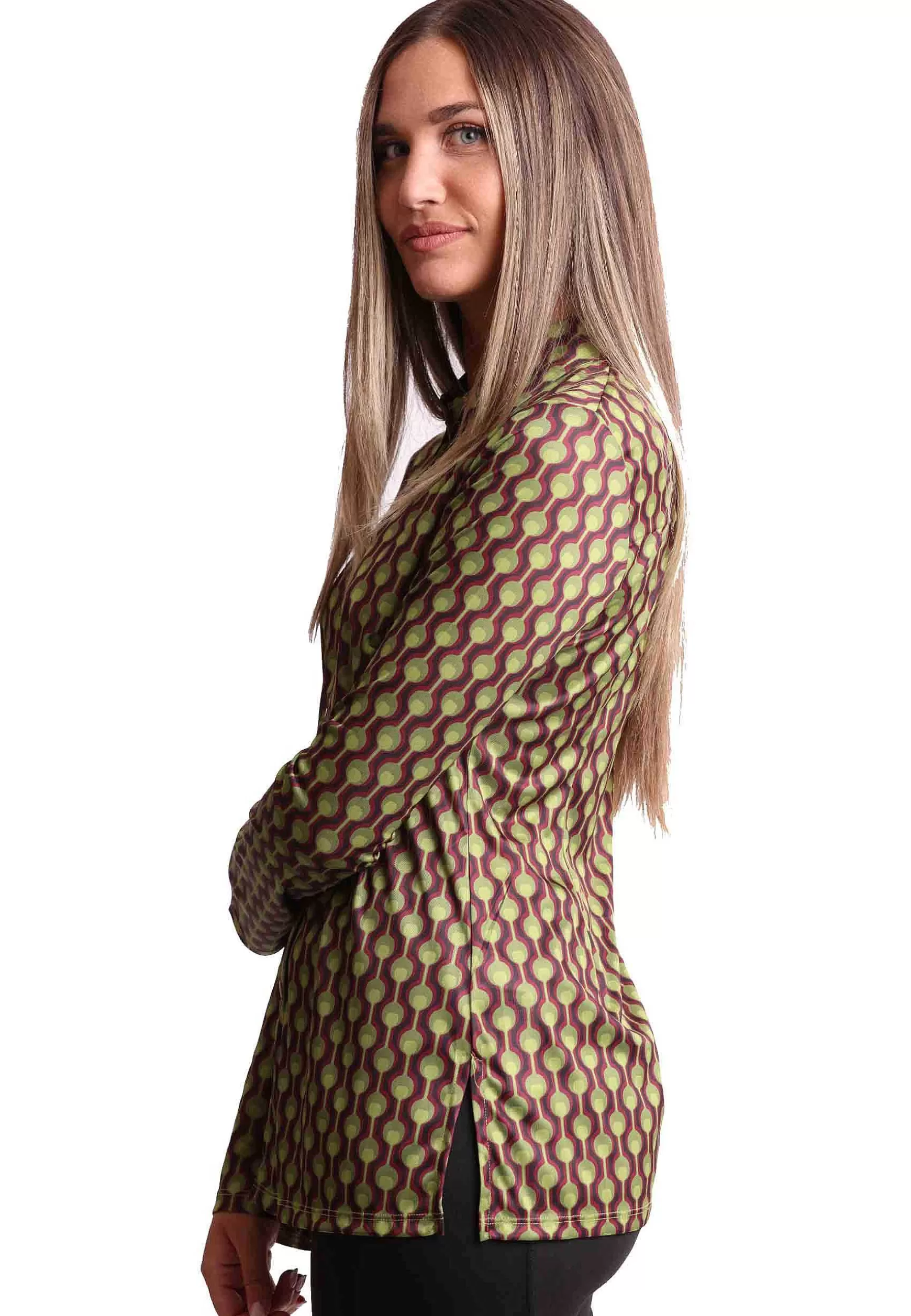 Camicie Donna Frieze In Jersey Tecnico Stampato Bordeaux E Verde*Maliparmi Outlet